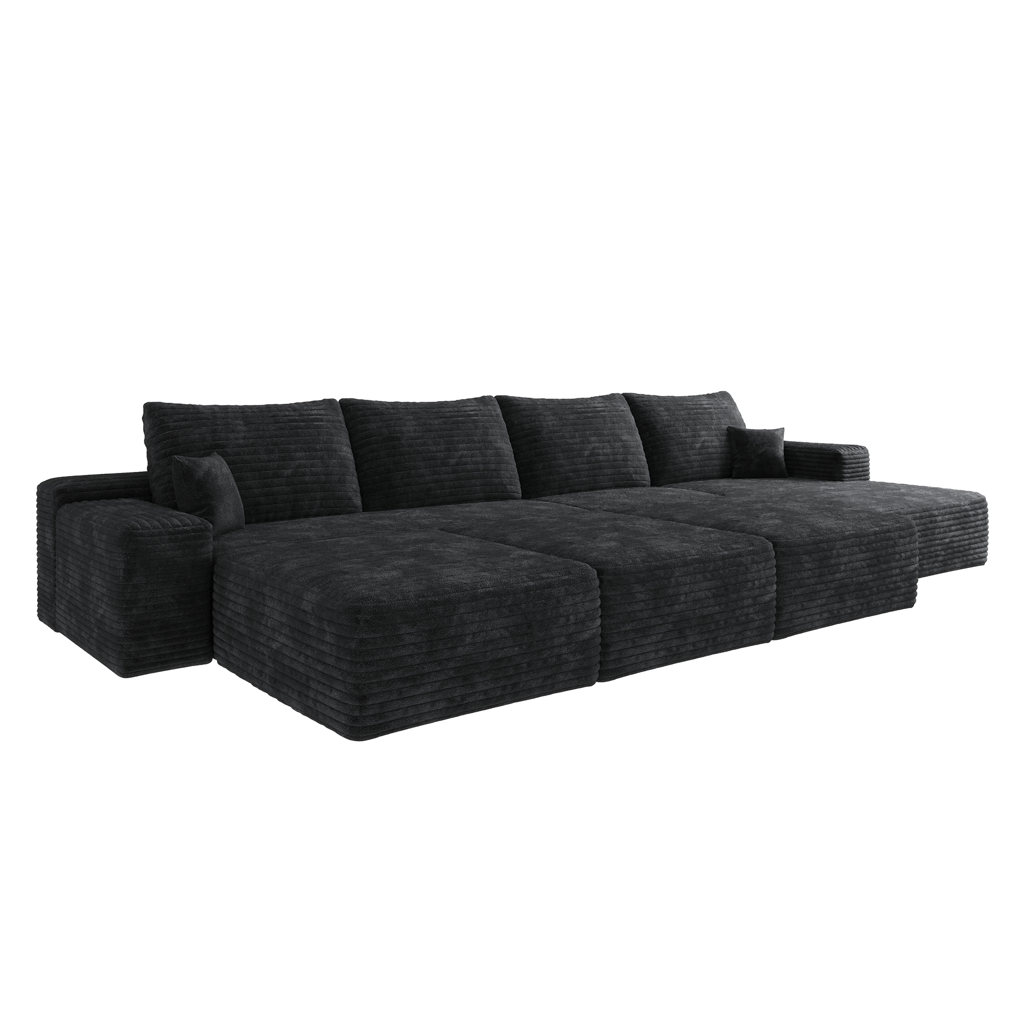 135"Large size modular cloud sofa 6 seats down sofa bed apartment living room sofa ,No Assembly Required,Black(Plush Corduroy Fabric) - Image 6