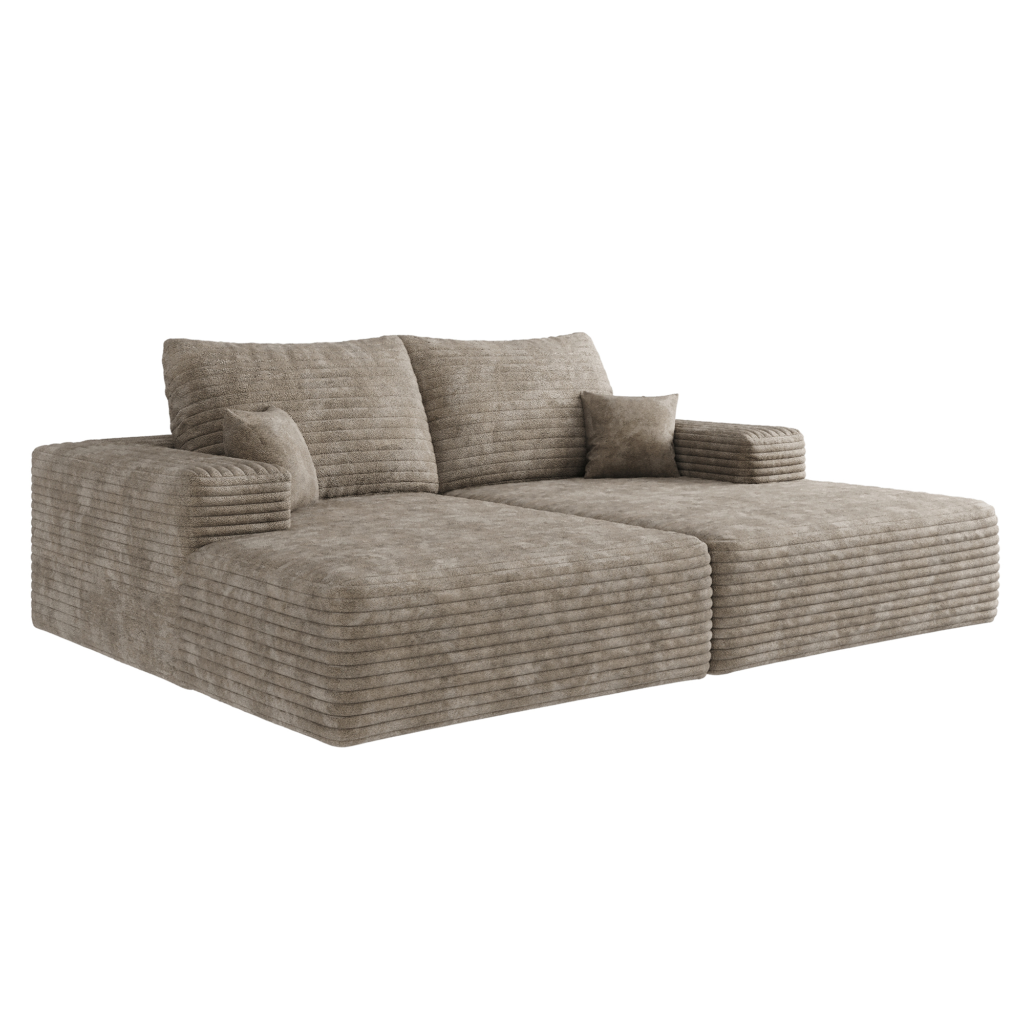74.8" Modern Sofa bed With Dual sleeper, lounger for moviebonus room,No Assembly Required,Camel (Plush Corduroy Fabric) - Image 6