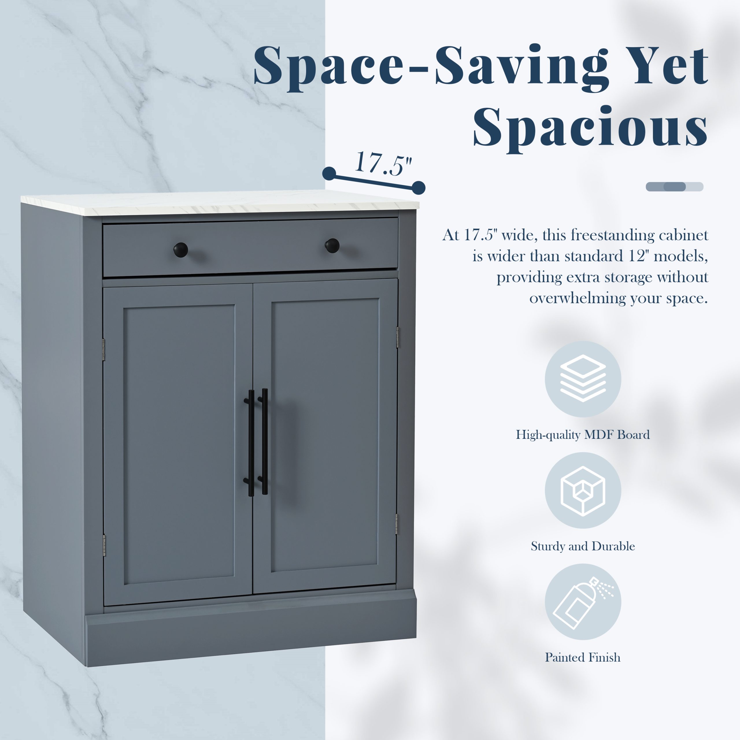 [Assembly Video Provided] TOPMAX Modern Freestanding Kitchen Pantry,Buffet Food Storage, Coffee Bar Cabinet with Drawer, 2 Adjustable Shelves and 2 Door Shelves for Dining, Kitchen, Gray - Image 5