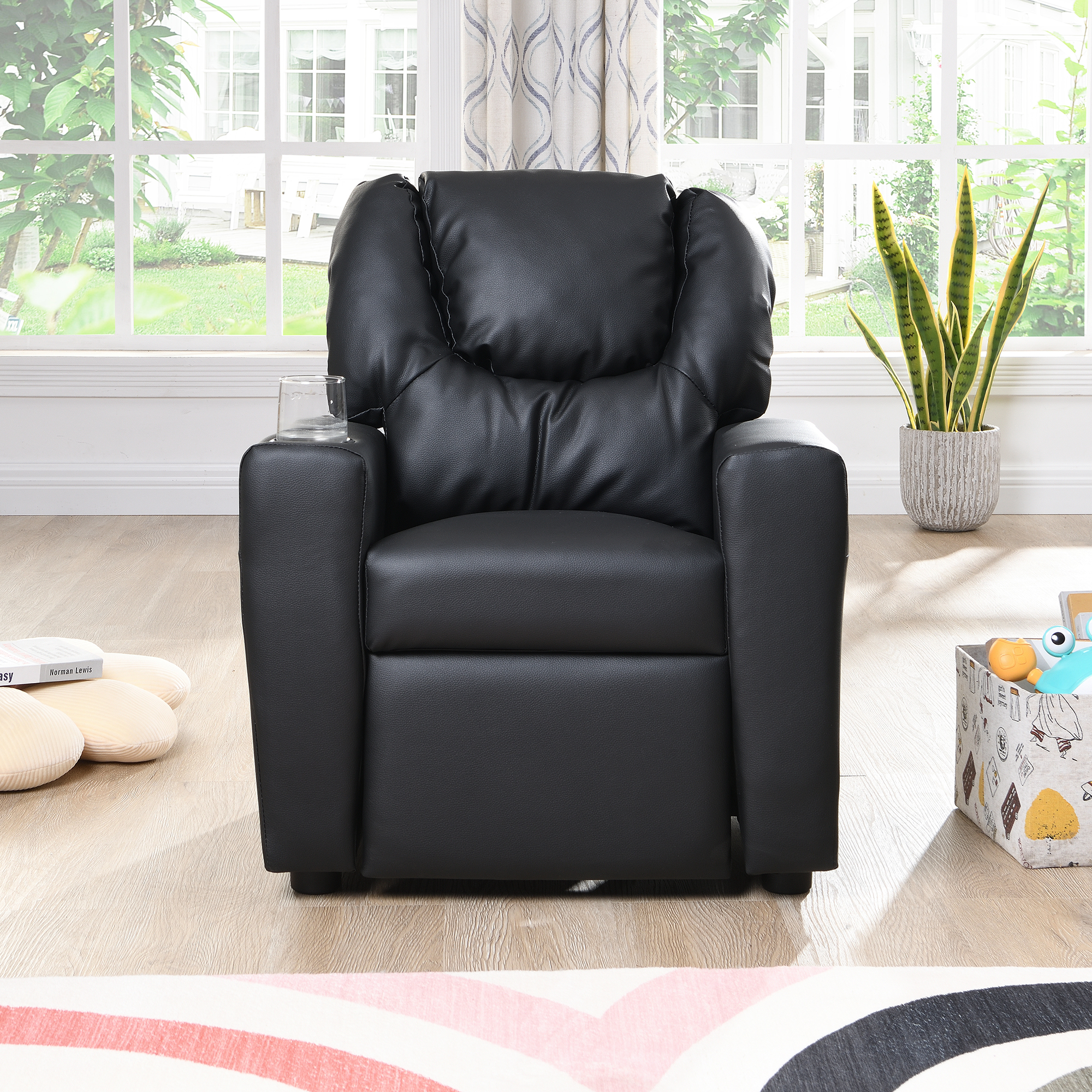 Kids Recliner Chair Black PVC - Image 2