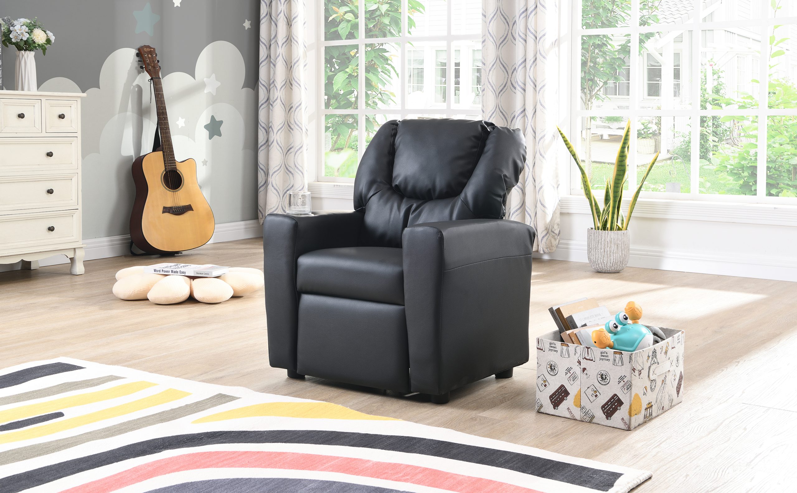 Kids Recliner Chair Black PVC - Image 3