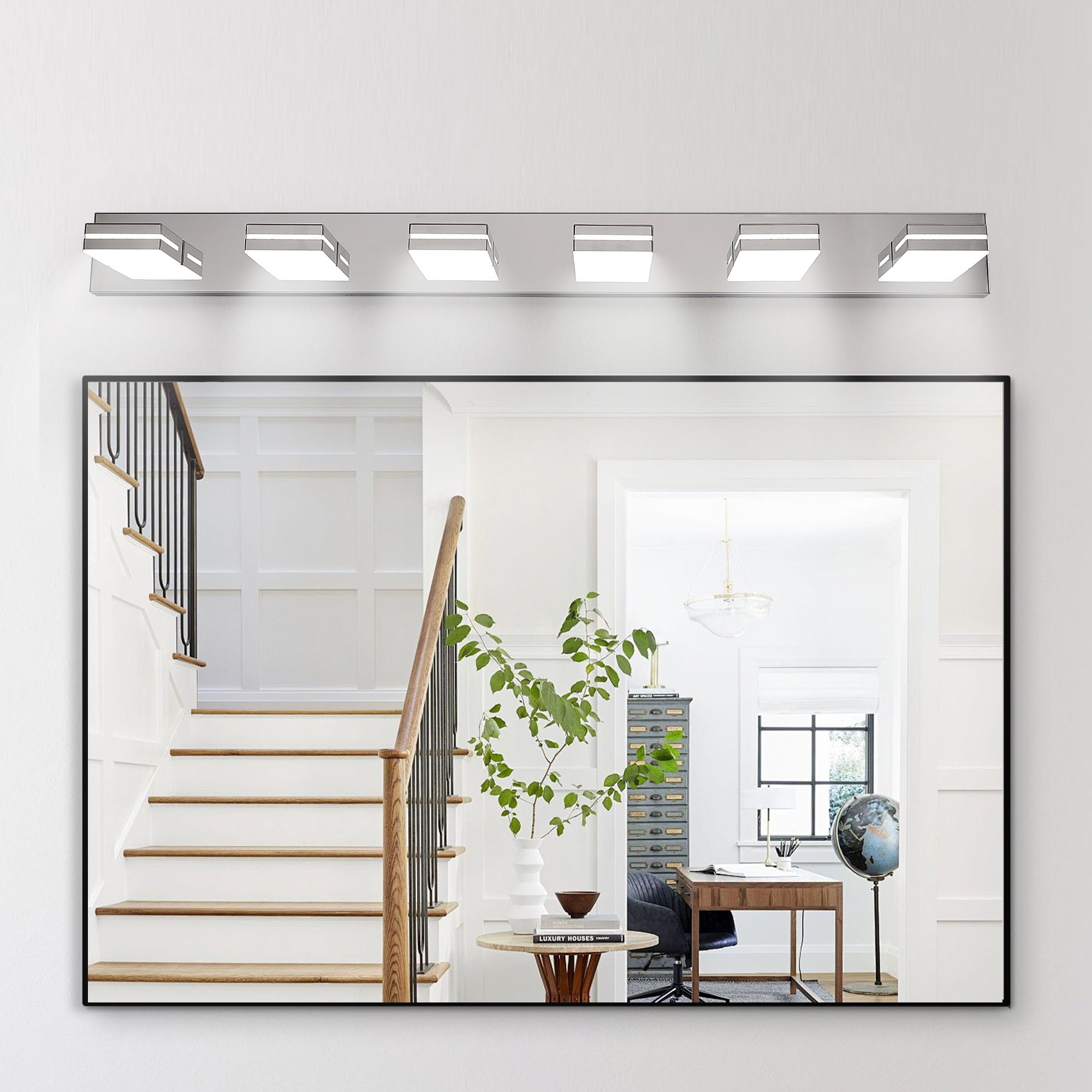 Modern Chrome LED Vanity Light, 6-Lights Wall Sconce for Bathroom and Mirror, Sleek Minimalist Design, Energy-Efficient, Easy to Install - Image 3