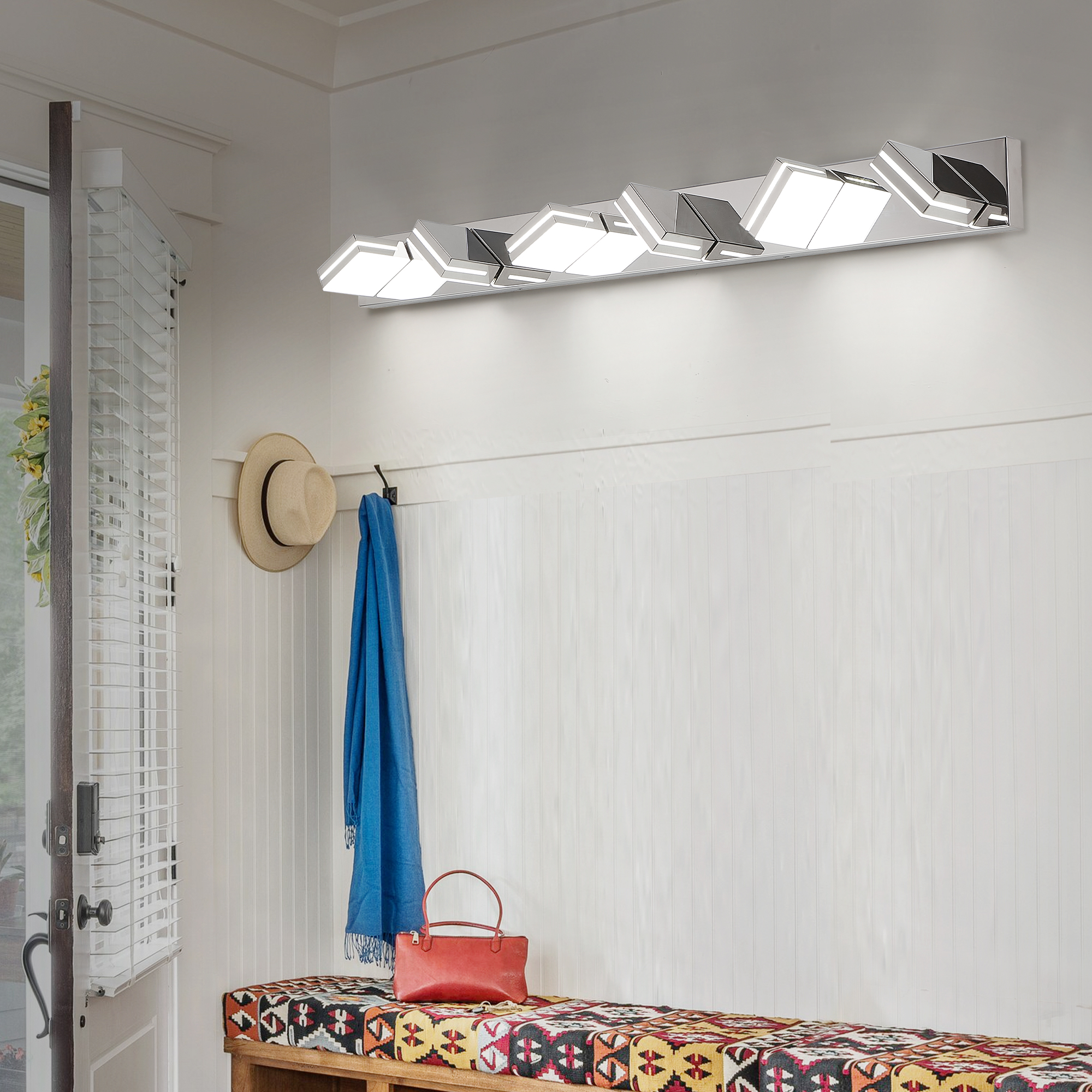 Modern Chrome LED Vanity Light, 6-Lights Wall Sconce for Bathroom and Mirror, Sleek Minimalist Design, Energy-Efficient, Easy to Install - Image 4