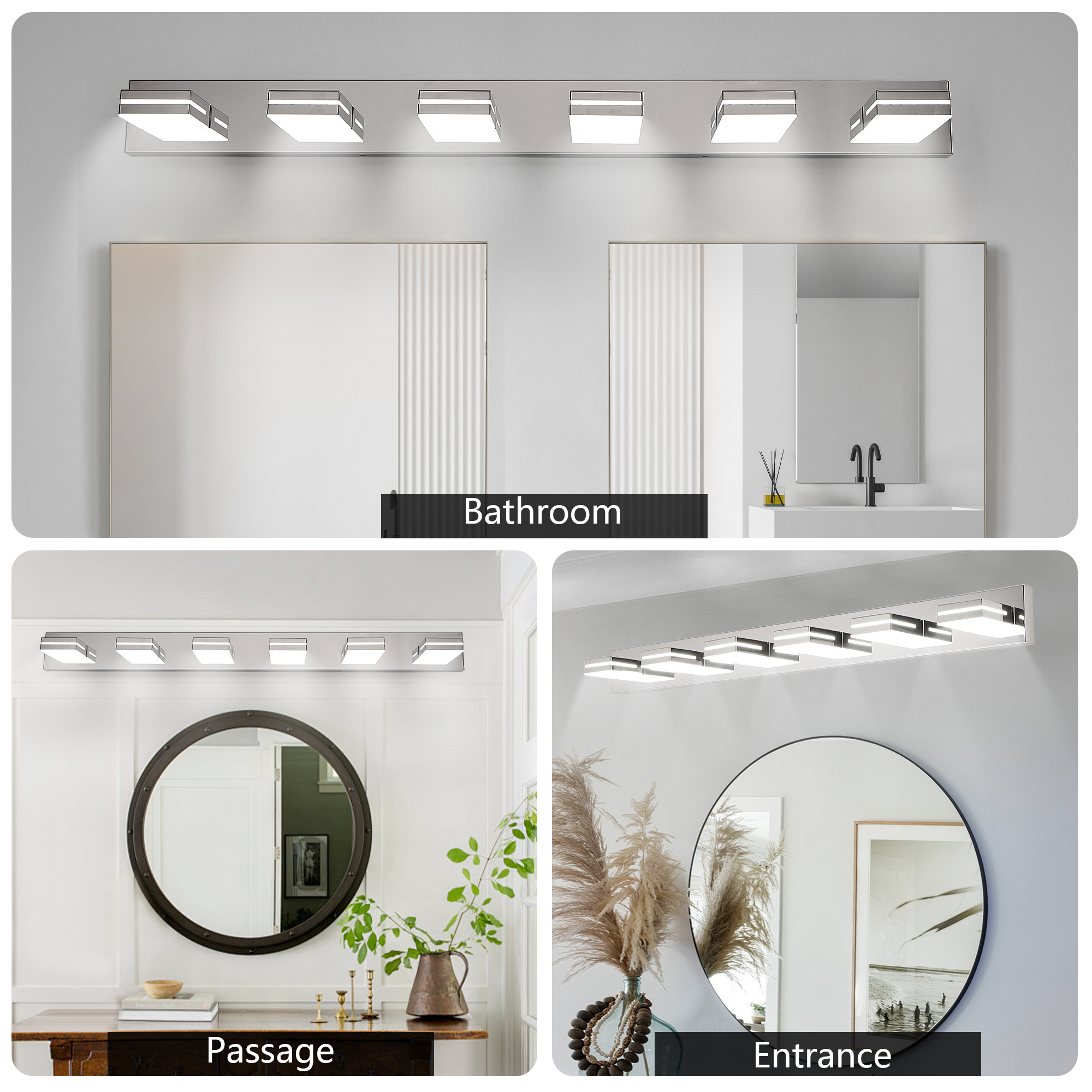 Modern Chrome LED Vanity Light, 6-Lights Wall Sconce for Bathroom and Mirror, Sleek Minimalist Design, Energy-Efficient, Easy to Install - Image 5