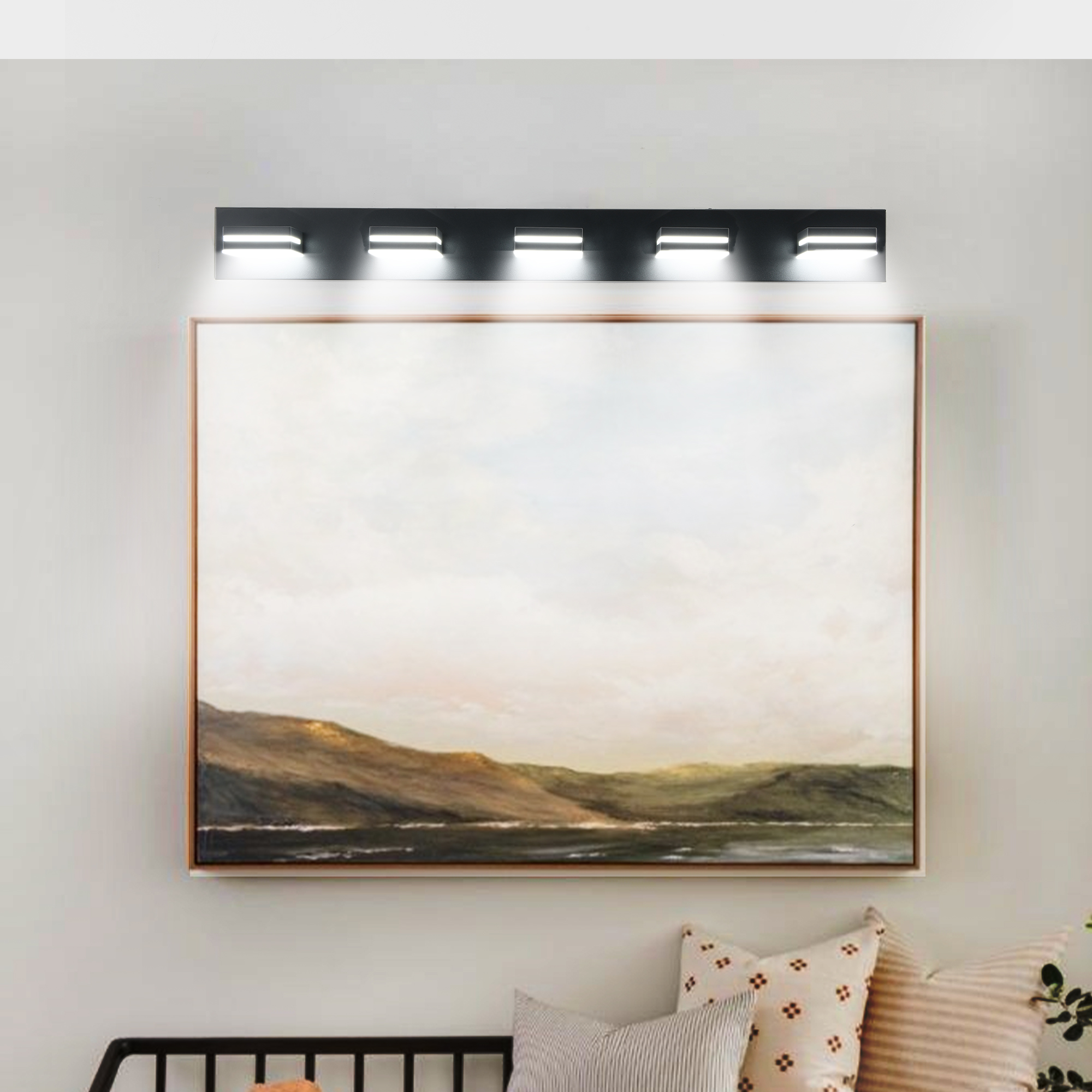 Modern Black LED Vanity Light, 5-Lights Wall Sconce for Bathroom and Mirror, Sleek Minimalist Design, Energy-Efficient, Easy to Install - Image 3