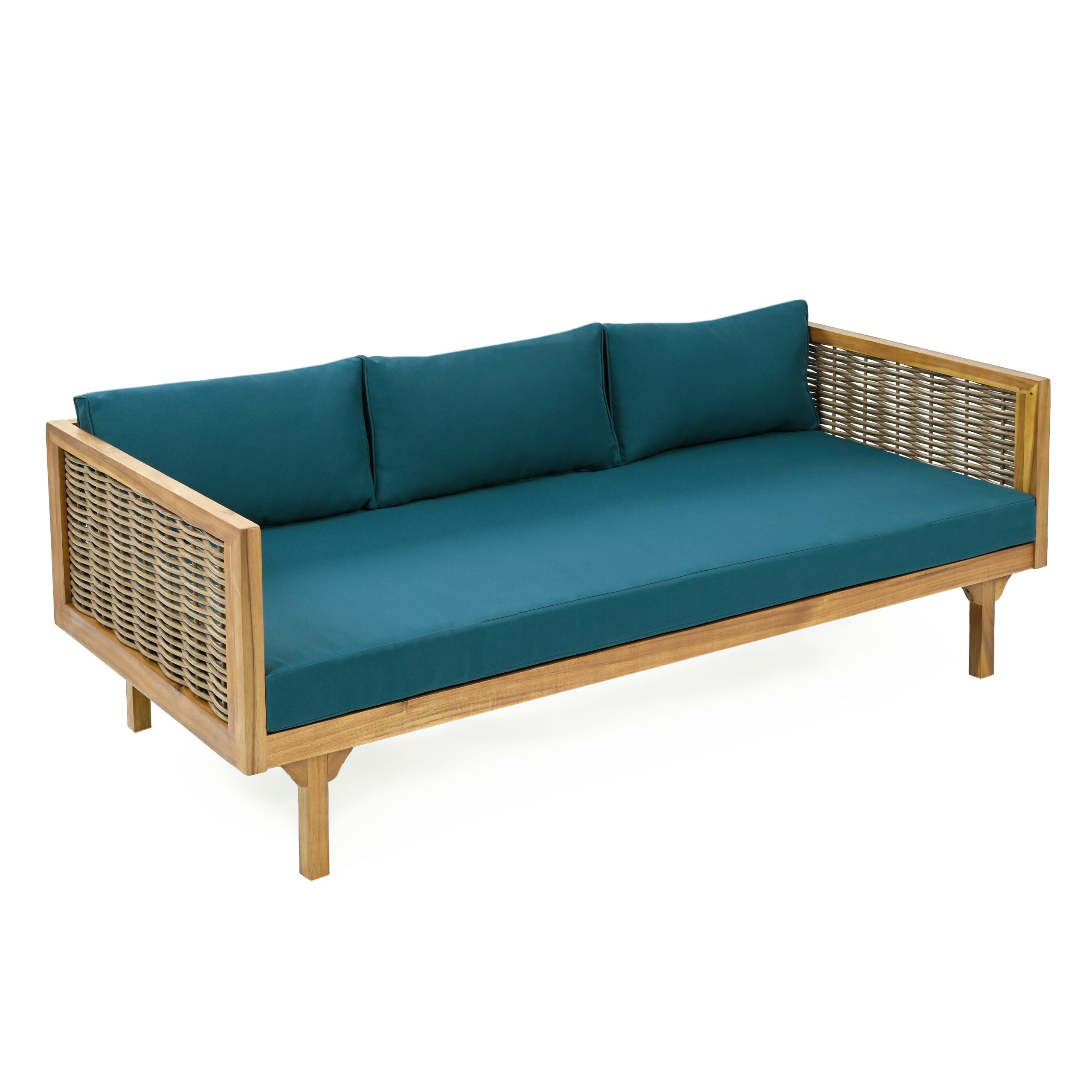CLAREMONT 3 SEATER DAYBED WITH RATTAN ARMS (TEAK CUSHION) - Image 3