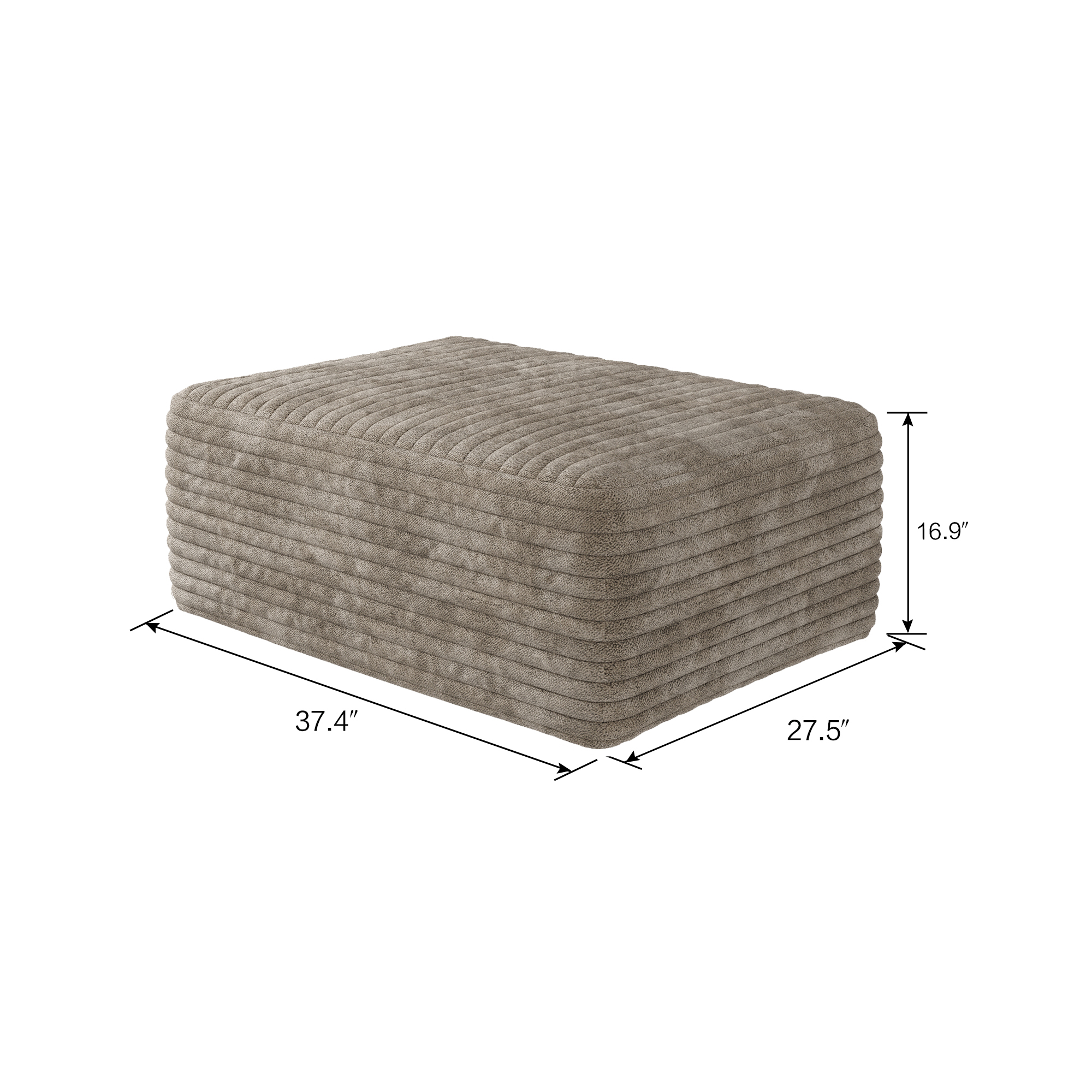 37.40"Sofa ottoman ,No Assembly Required,Camel(Plush Corduroy Fabric) - Image 4
