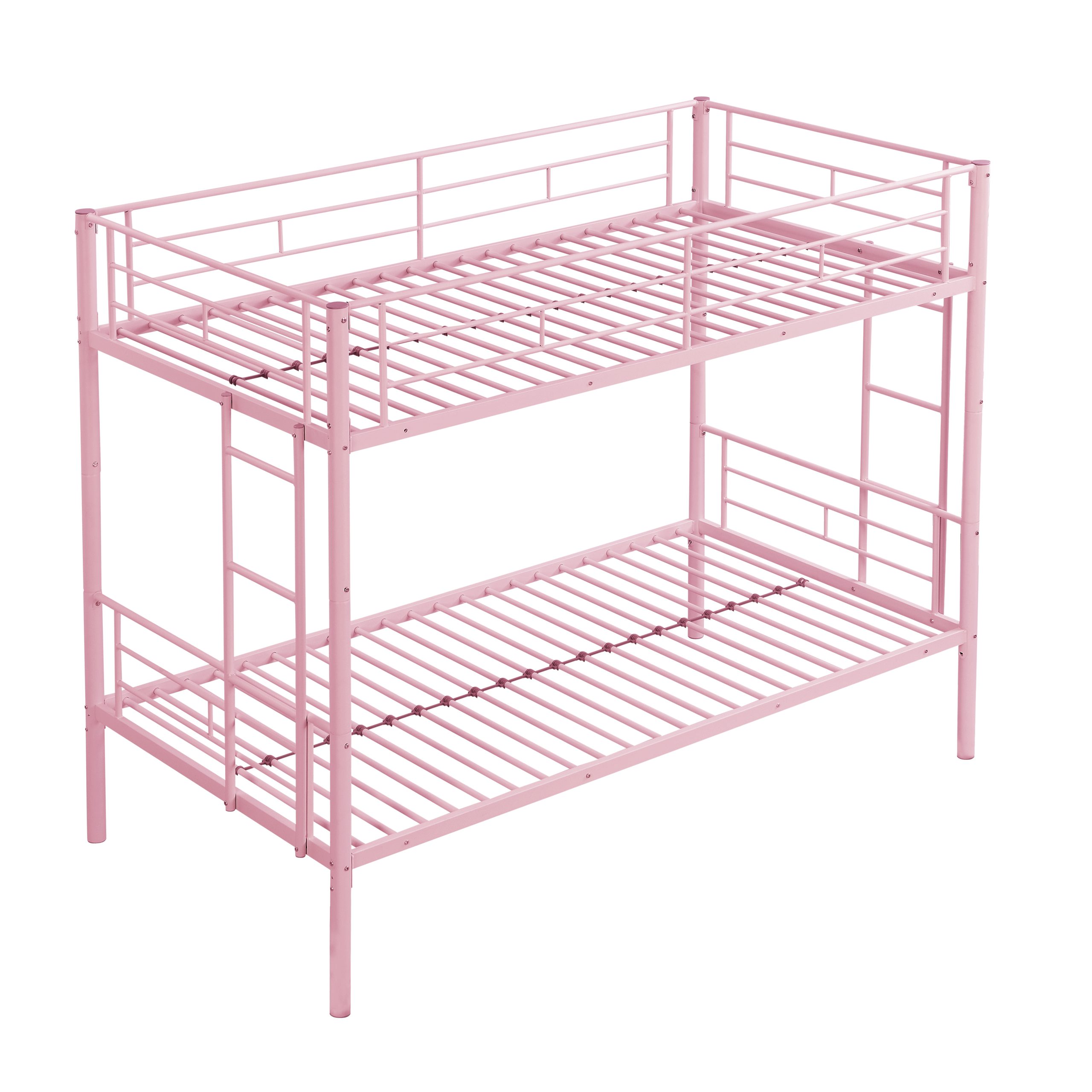 METAL BUNK BED PINK Twin Over Twin - Image 5