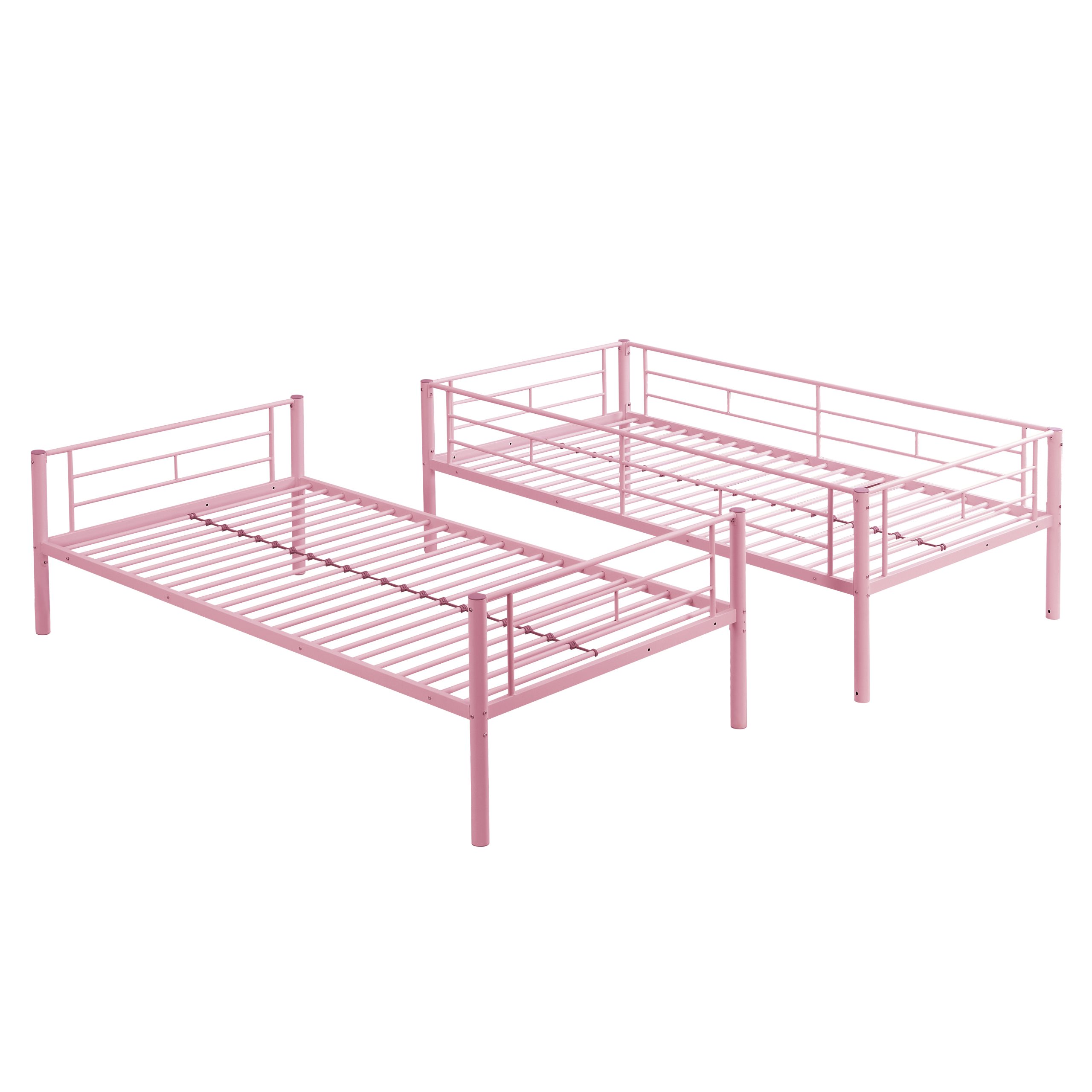 METAL BUNK BED PINK Twin Over Twin - Image 6