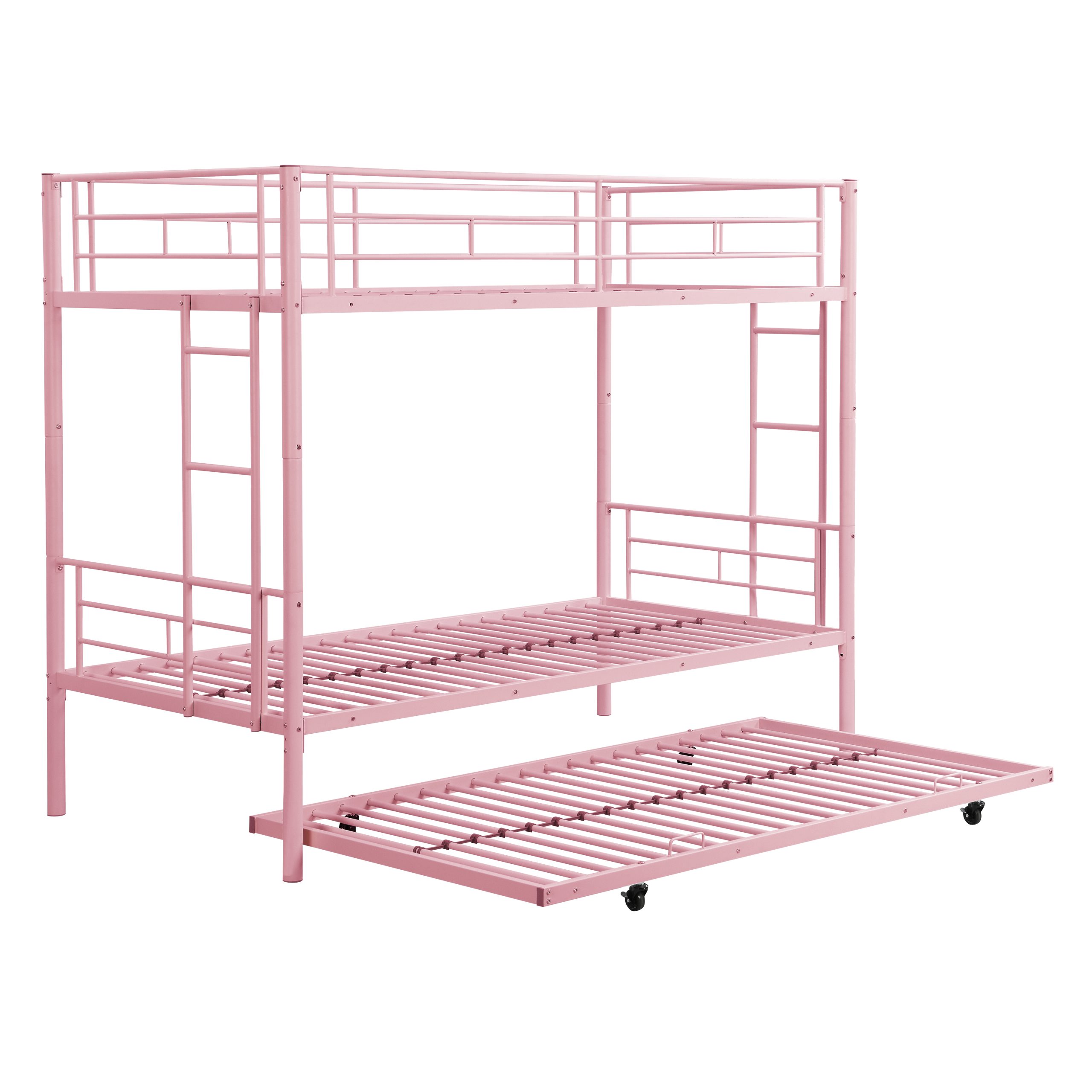 METAL Bunk Bed with trundle Pink - Image 6