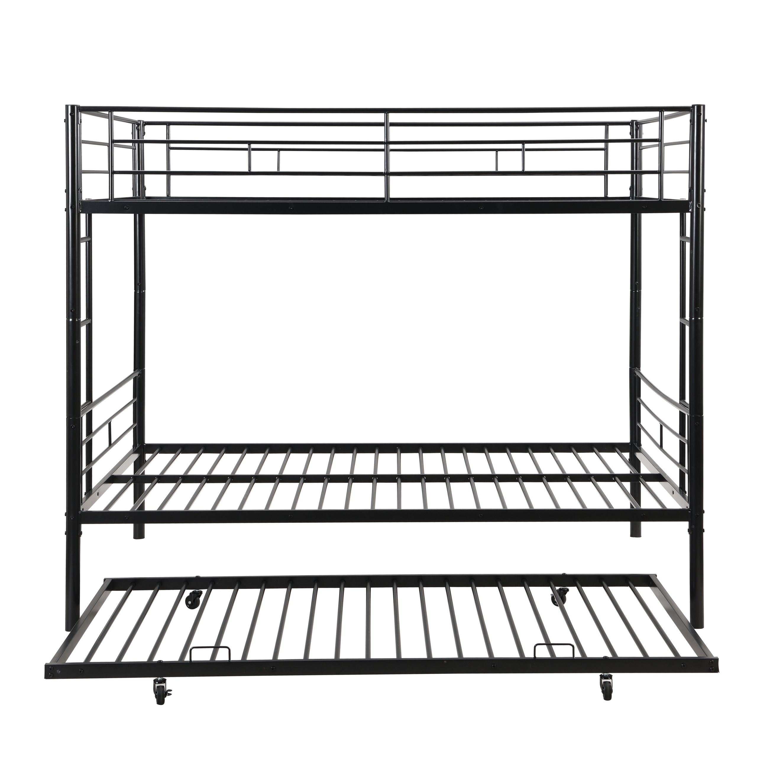 Full Over Full with trundle Metal Bunk Bed , No Box Spring Needed, Easy Assemble - Image 5