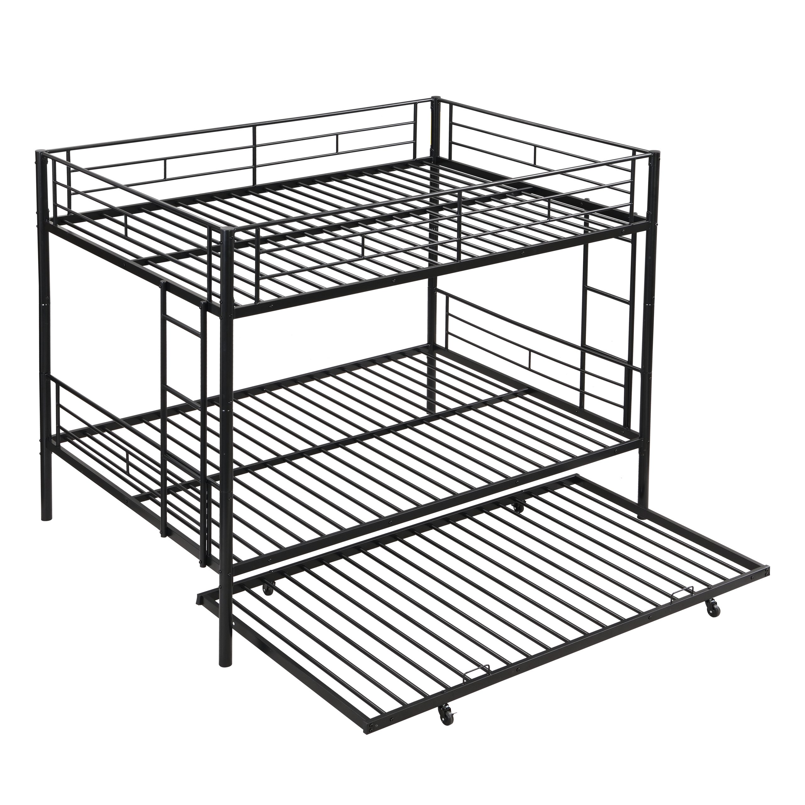 Full Over Full with trundle Metal Bunk Bed , No Box Spring Needed, Easy Assemble - Image 6
