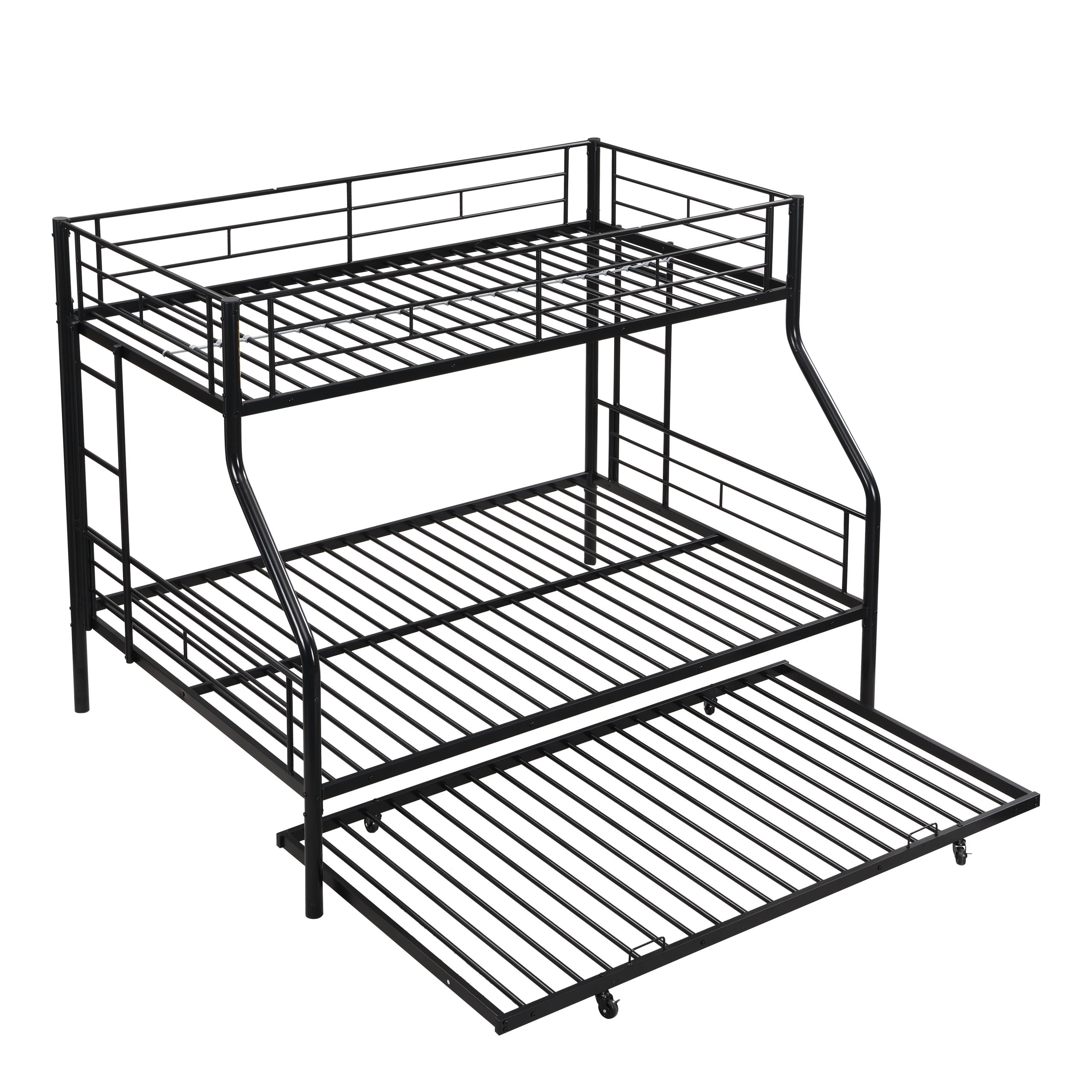 Twin Over Full with trundle Metal Bunk Bed , No Box Spring Needed, Easy Assemble - Image 4