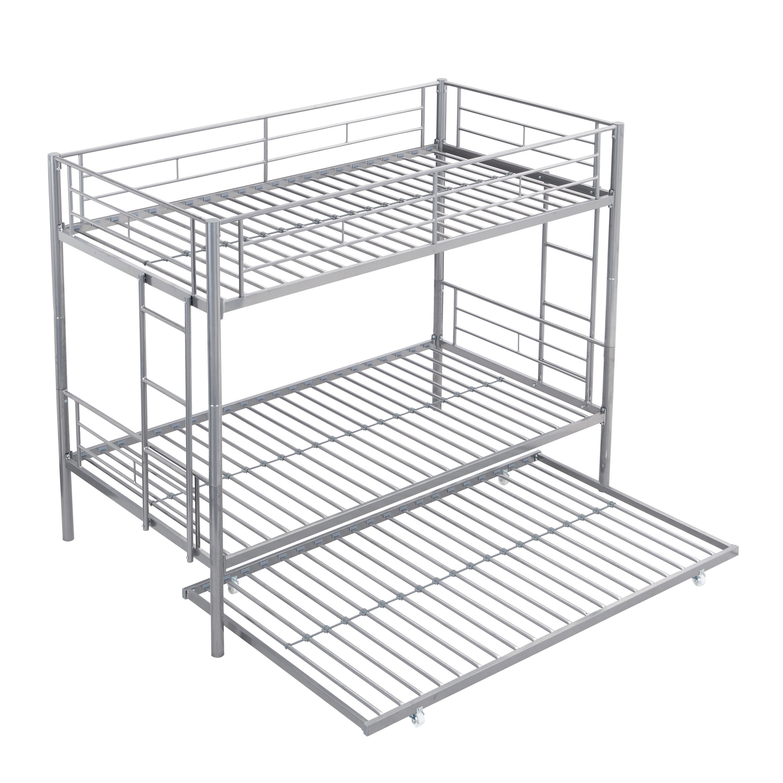 METAL BUNK BED WITH TRUNDLE SILVER - Image 5