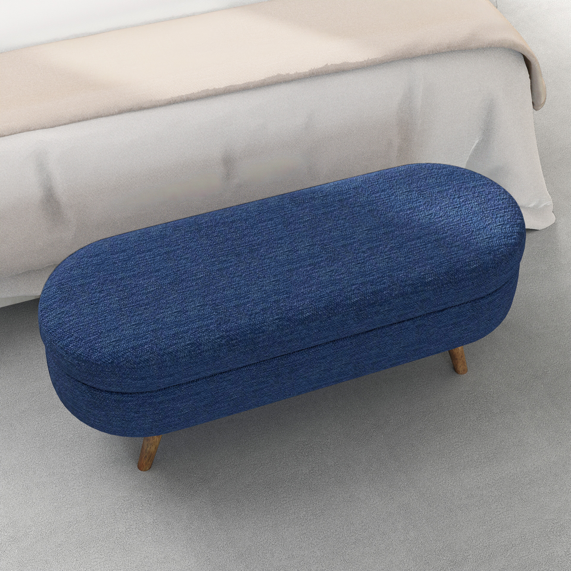 Ottoman Oval Storage Bench,Rubber Wood Legs,BLUE(43.5"x16"x16") - Image 4