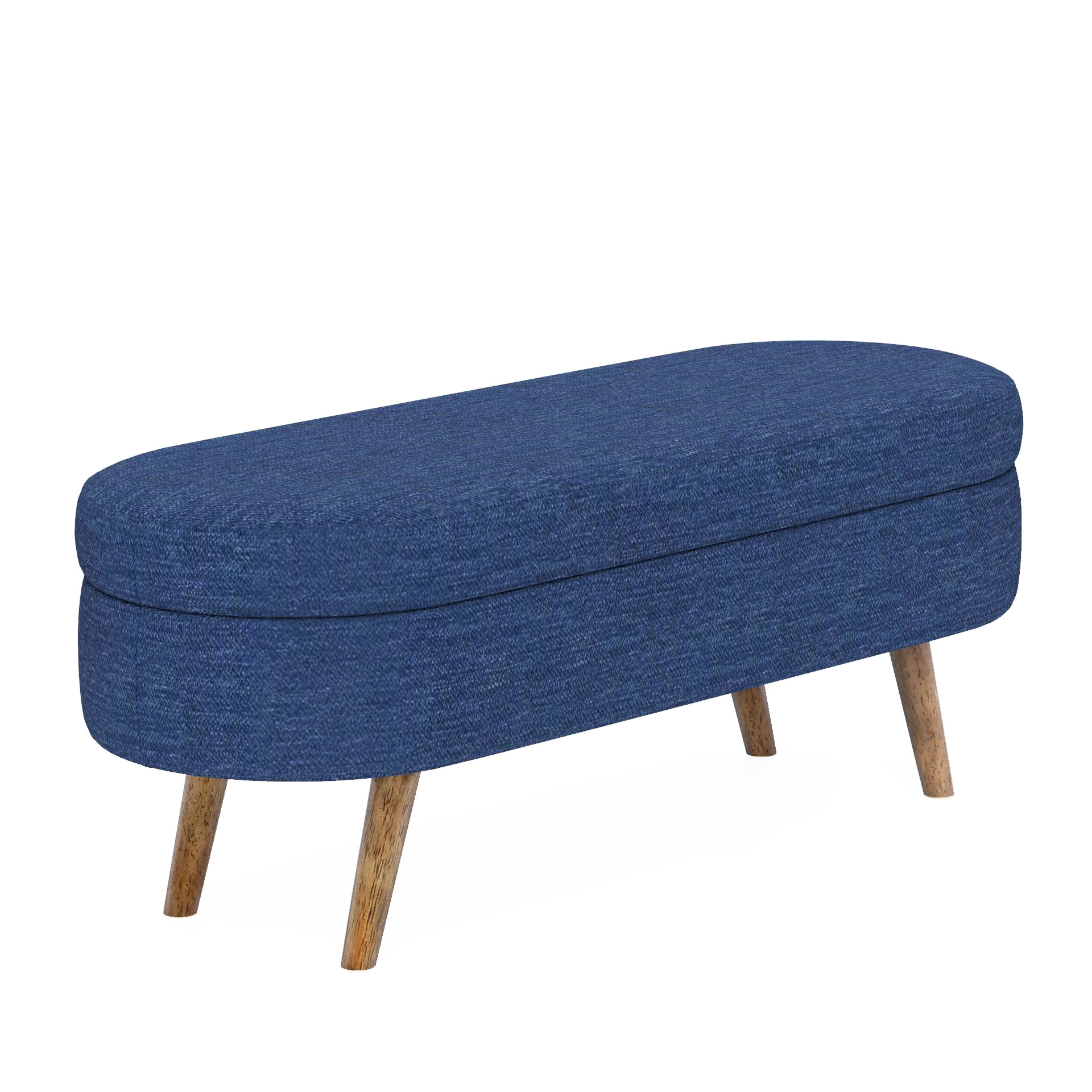 Ottoman Oval Storage Bench,Rubber Wood Legs,BLUE(43.5"x16"x16") - Image 5