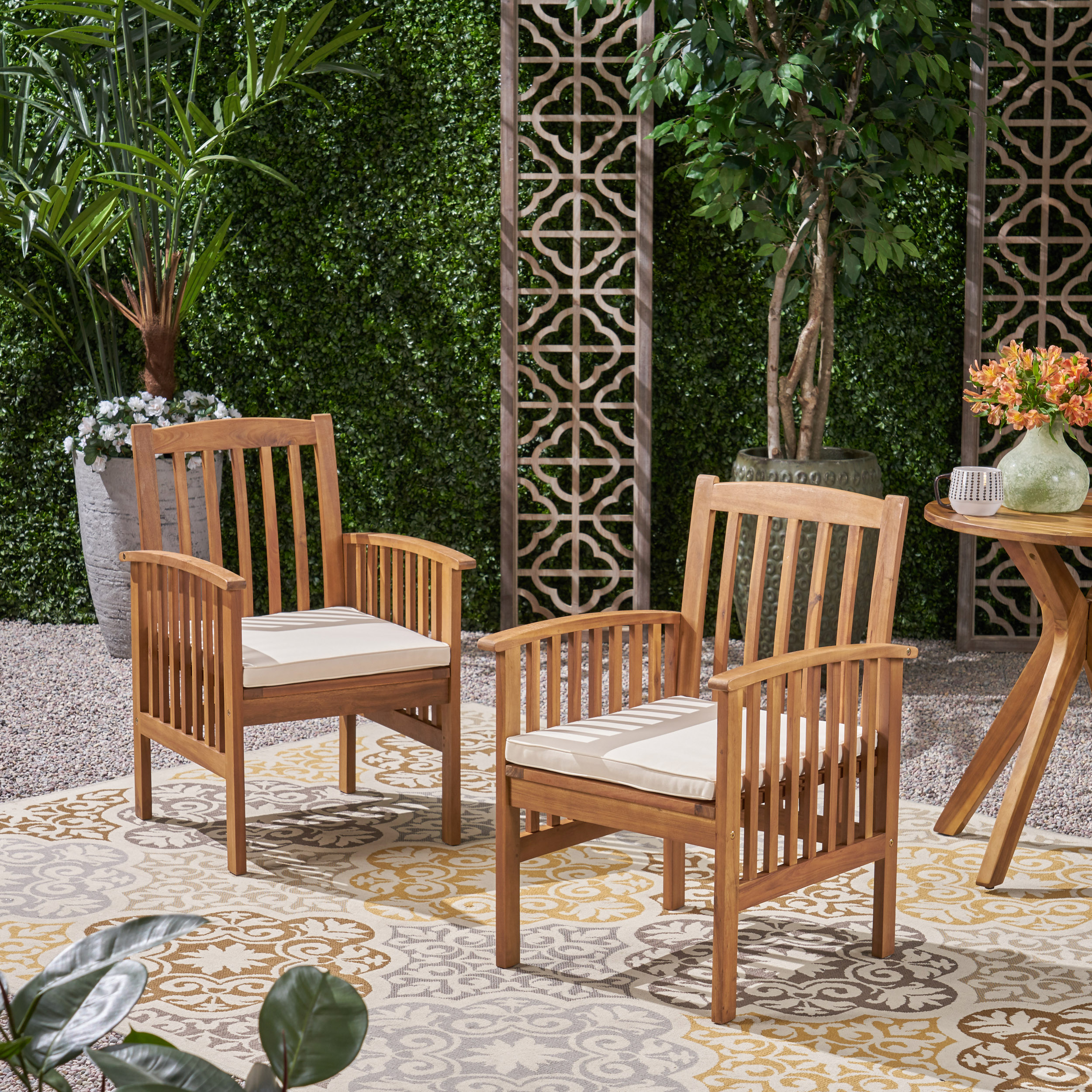 CASA ACACIA DINING CHAIR,2PCS with 2 Cushions - Image 6