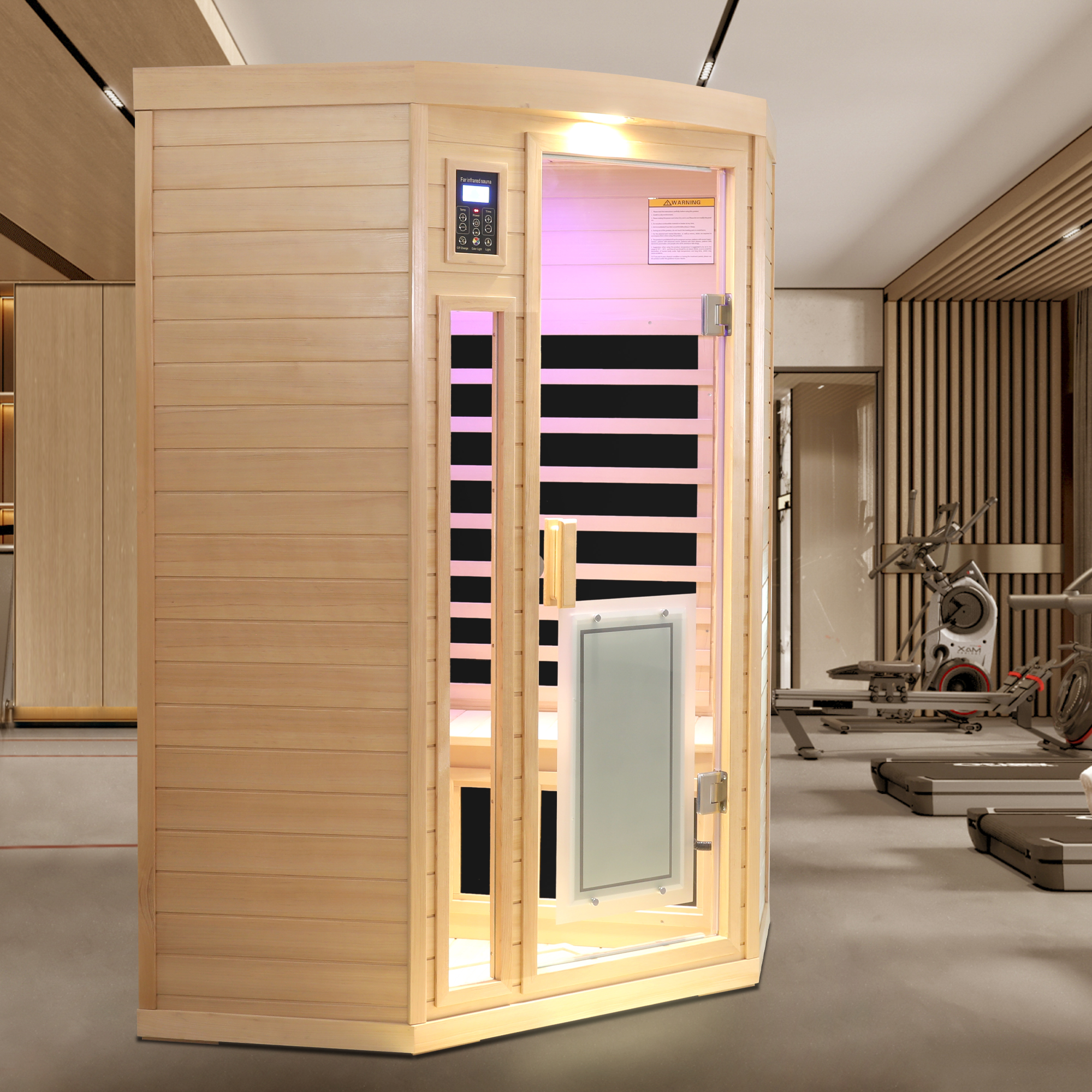 Low EMF Front door with heating panel Two persons Hemlock Far infrared corner Indoor sauna room - Image 3