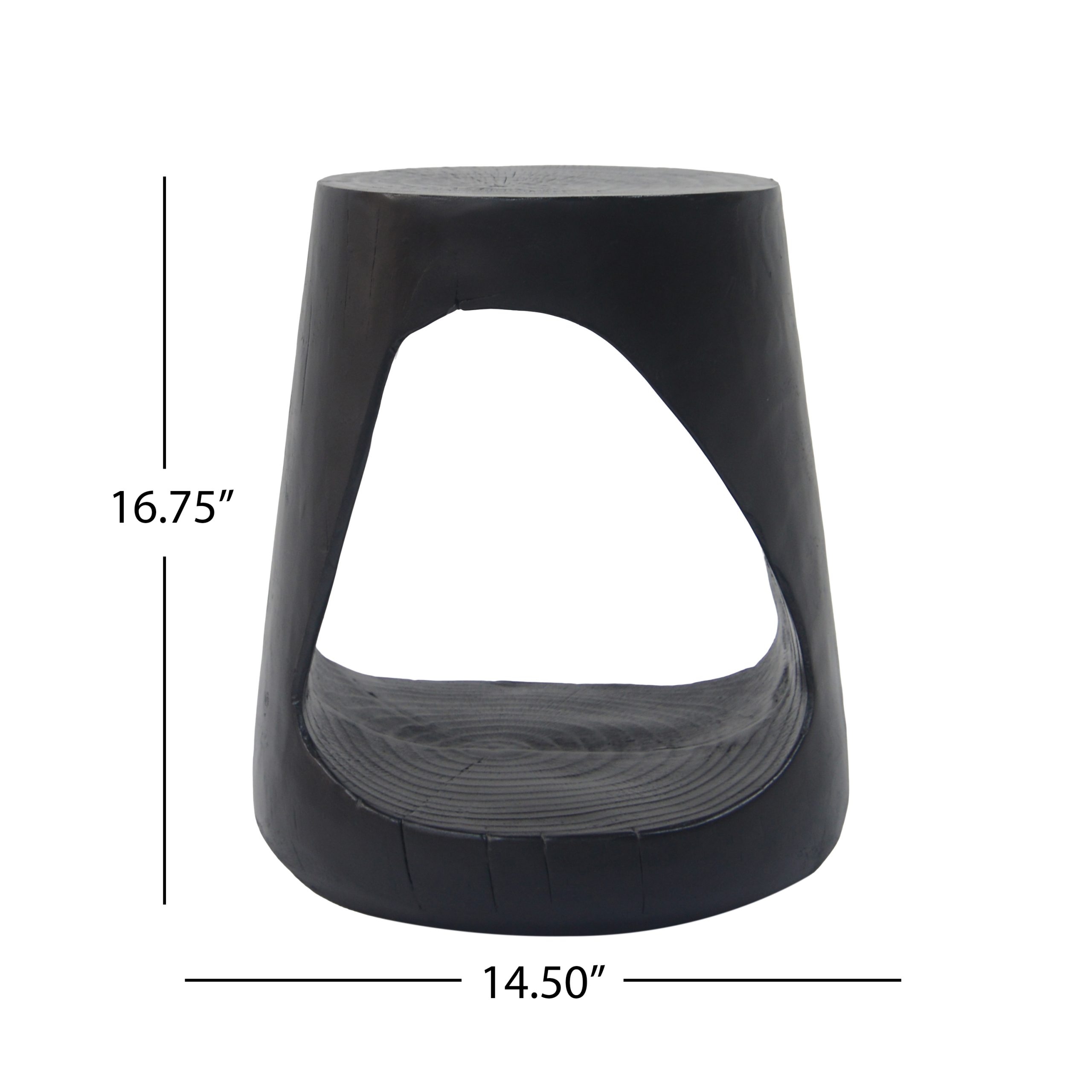 MGO Hollow Side Table, Wood-like texture, Black Color - Image 3