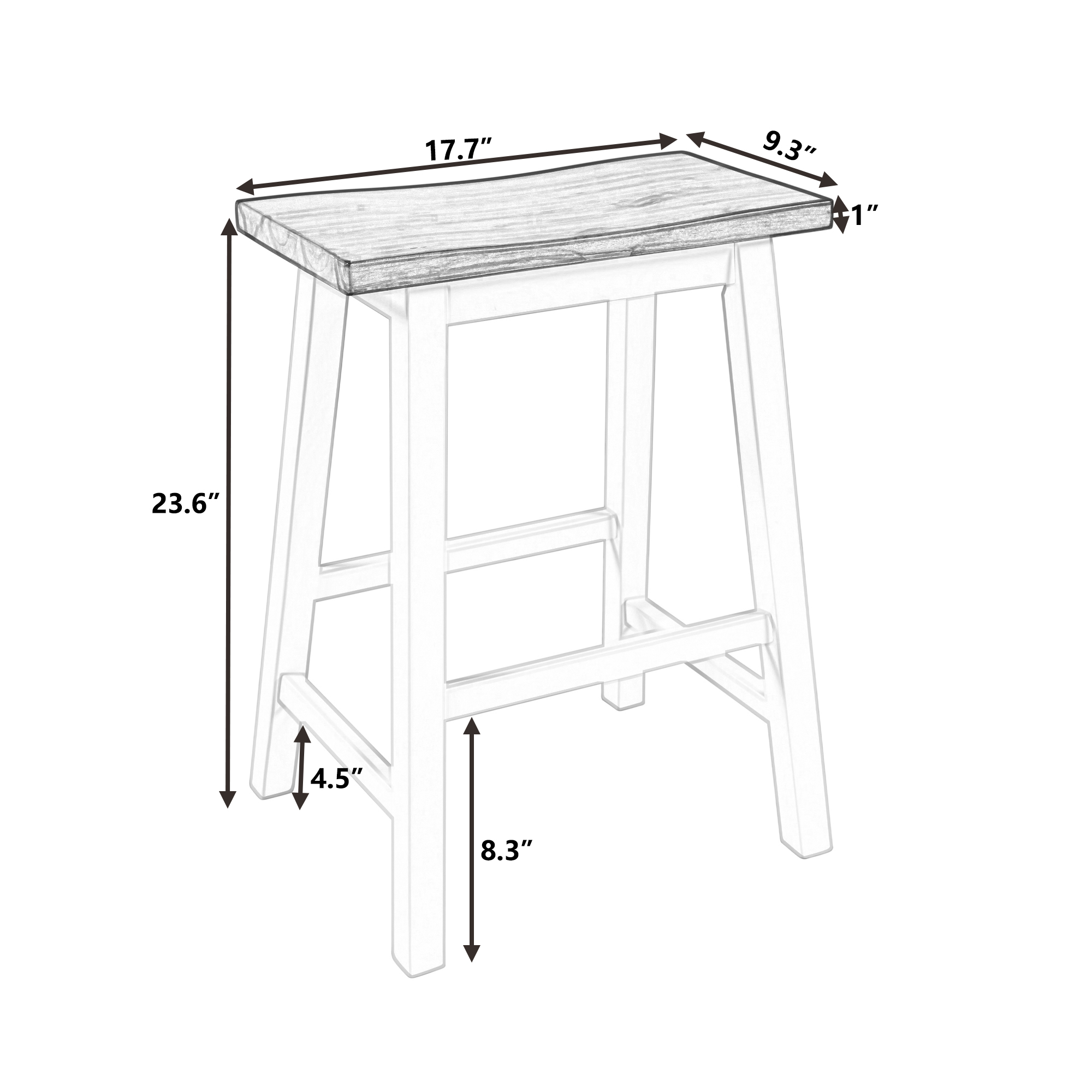 TOPMAX Farmhouse Rustic 2-piece Counter Height Wood Kitchen Dining Stools for Small Places, Walnut - Image 3