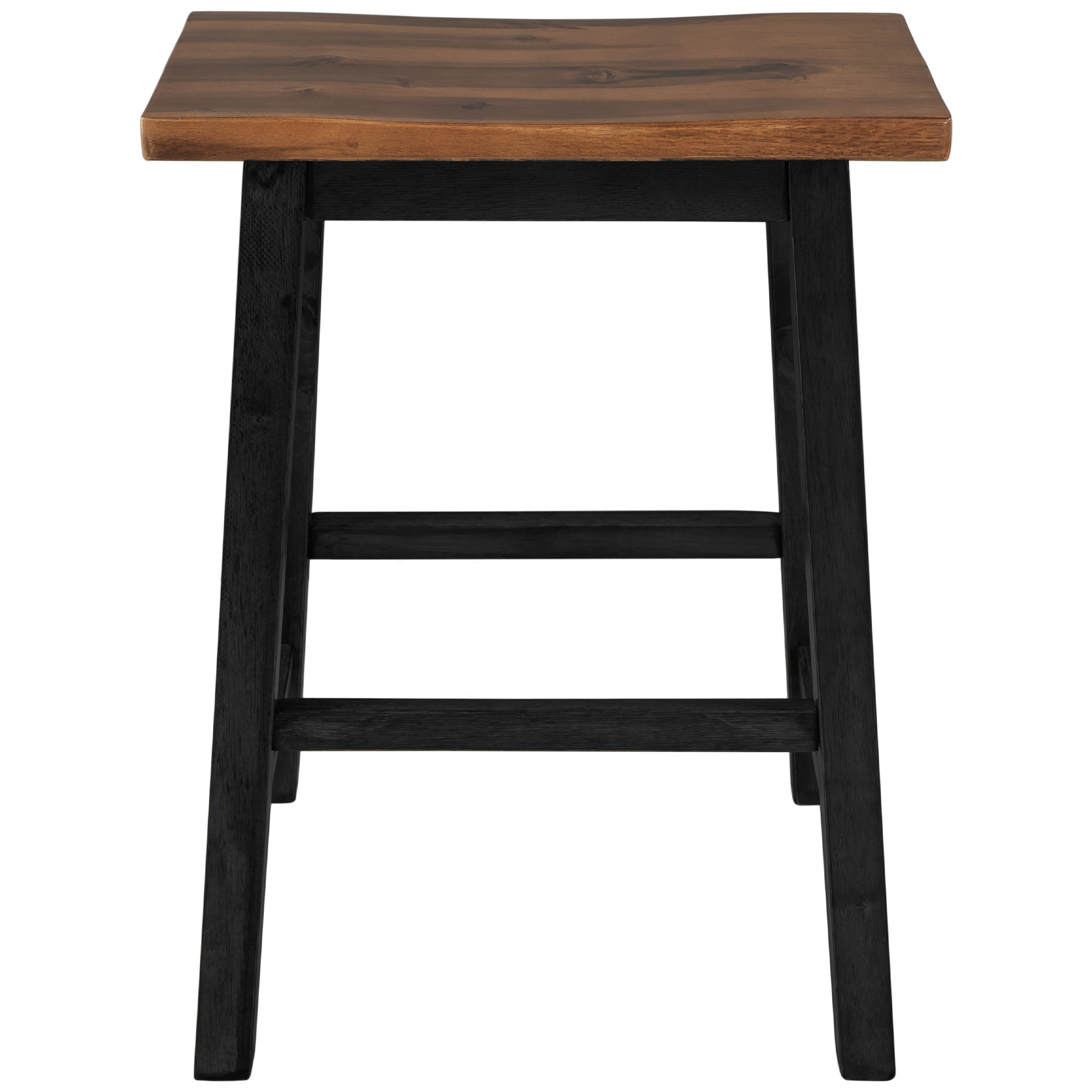 TOPMAX Farmhouse Rustic 2-piece Counter Height Wood Kitchen Dining Stools for Small Places, Walnut+Black - Image 6