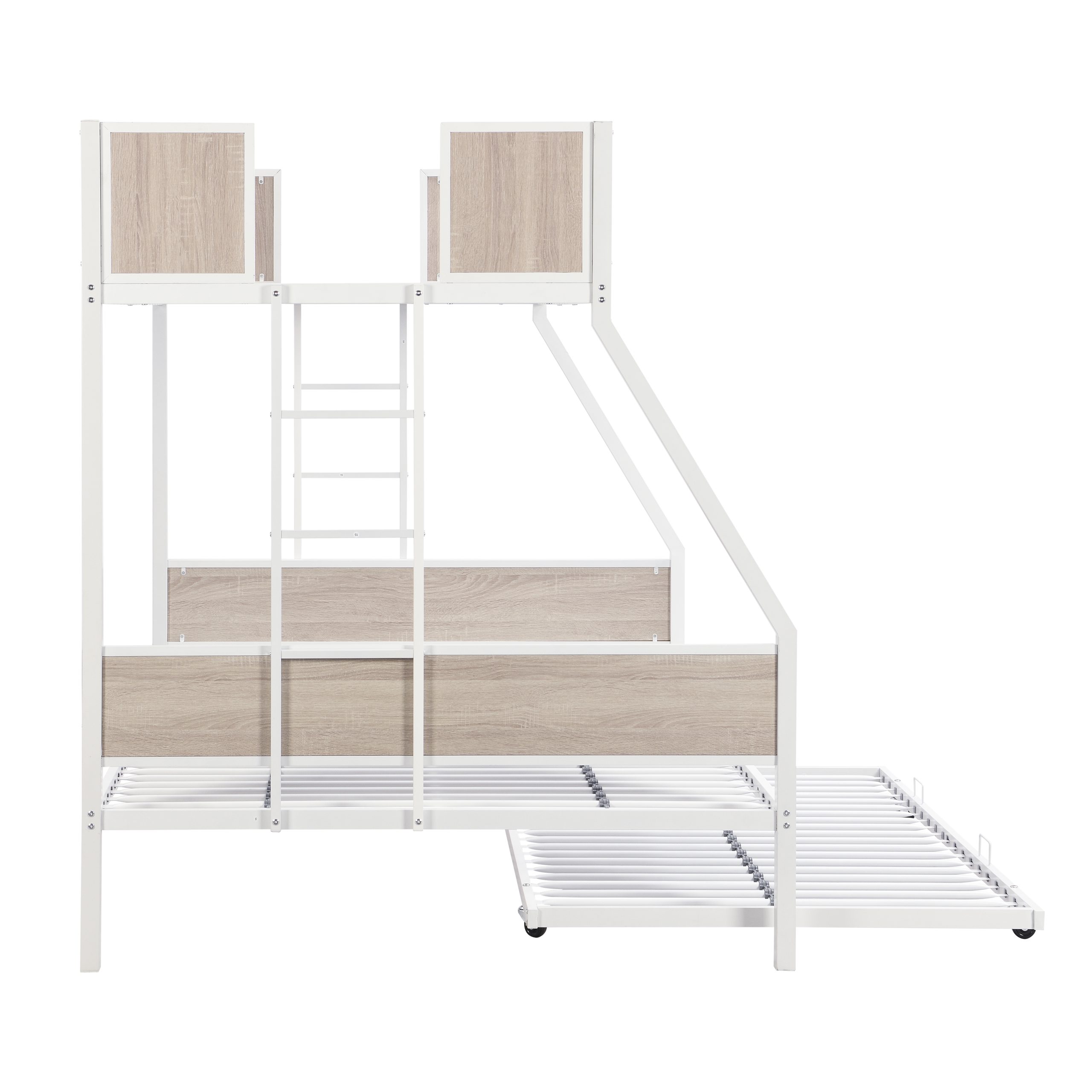 Twin Over FULL Metal Bunk Bed with Trundle 2 - Side Ladder and Full-Length Guardrail, No Box Spring Needed, Large Under Bed Storage, Easy Assemble - Image 4