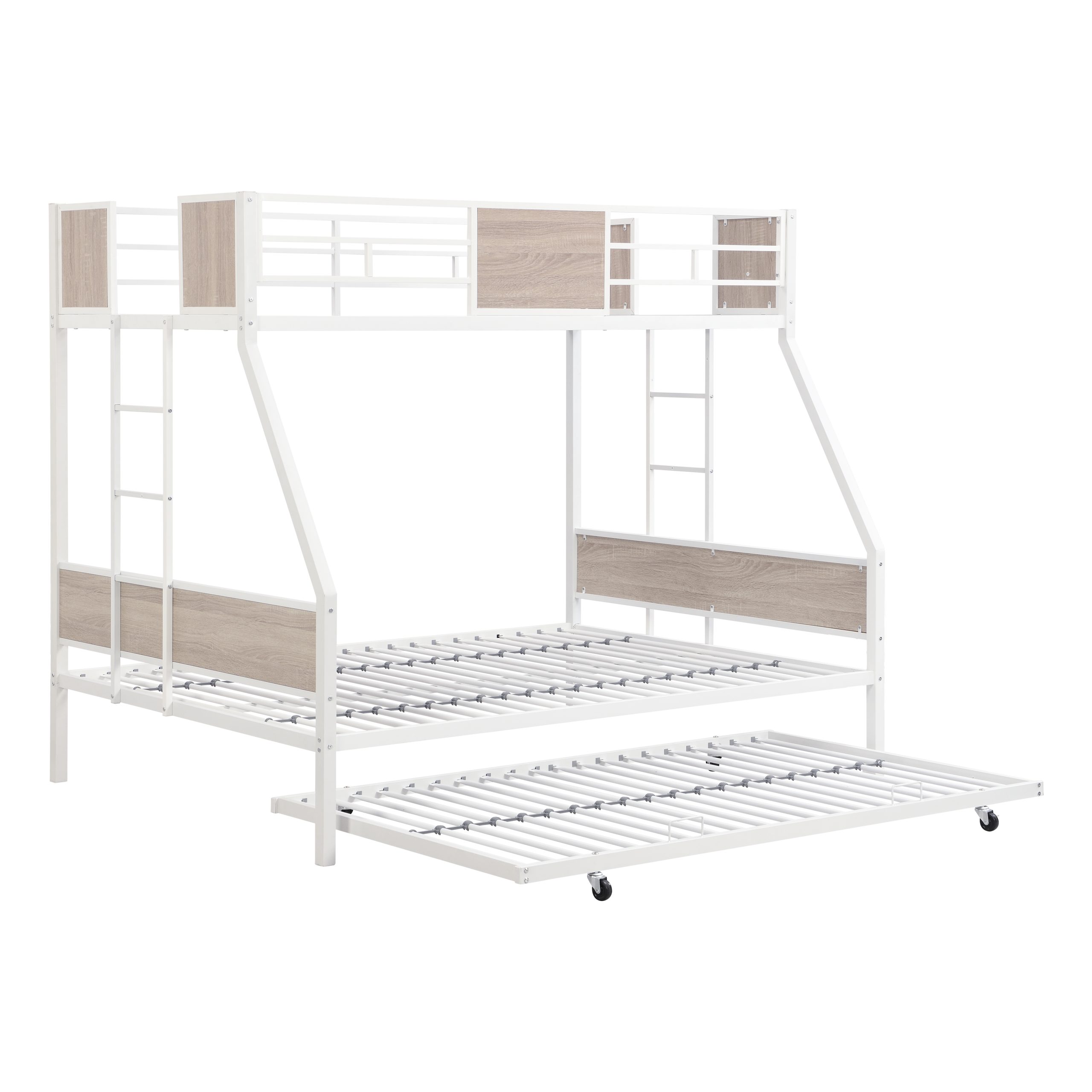 Twin Over FULL Metal Bunk Bed with Trundle 2 - Side Ladder and Full-Length Guardrail, No Box Spring Needed, Large Under Bed Storage, Easy Assemble - Image 5