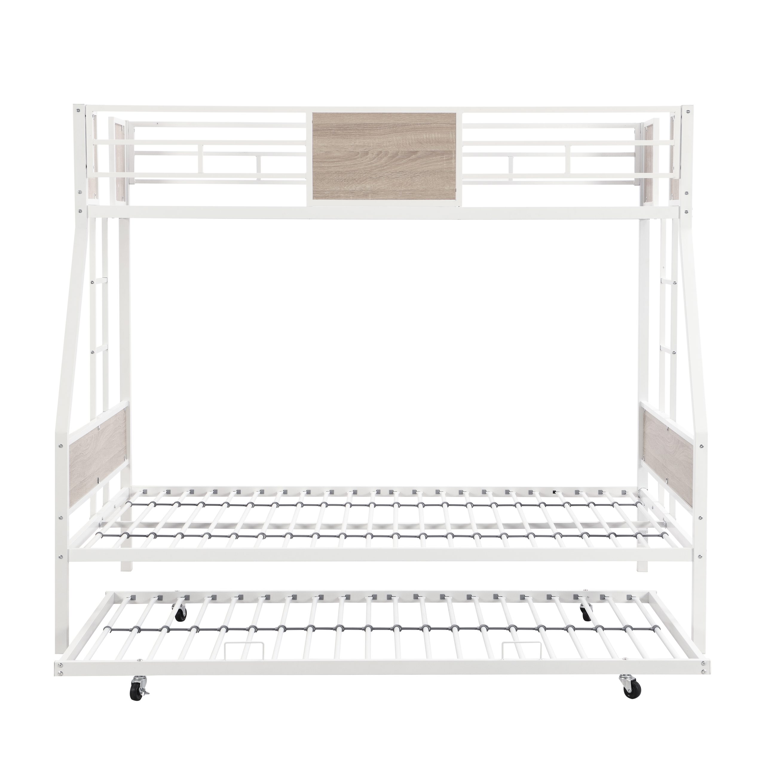 Twin Over FULL Metal Bunk Bed with Trundle 2 - Side Ladder and Full-Length Guardrail, No Box Spring Needed, Large Under Bed Storage, Easy Assemble - Image 6