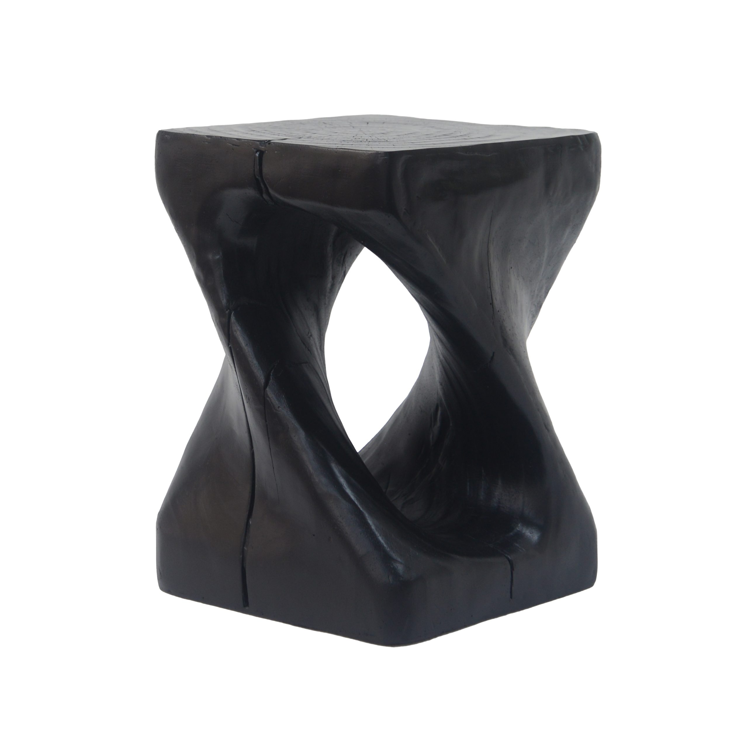 MGO Twist Shape Side Table, Wood-like texture, Black Color - Image 4