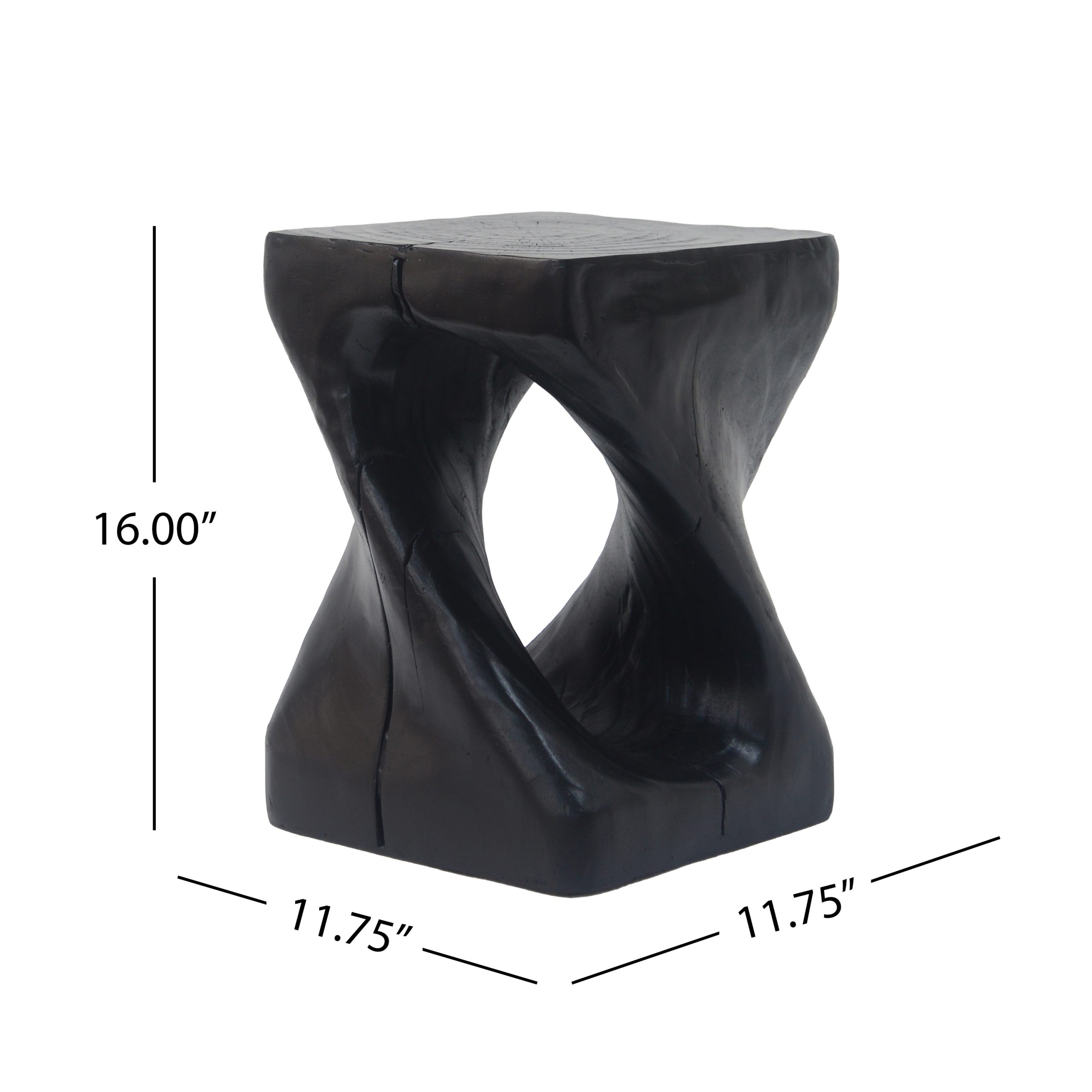 MGO Twist Shape Side Table, Wood-like texture, Black Color - Image 5