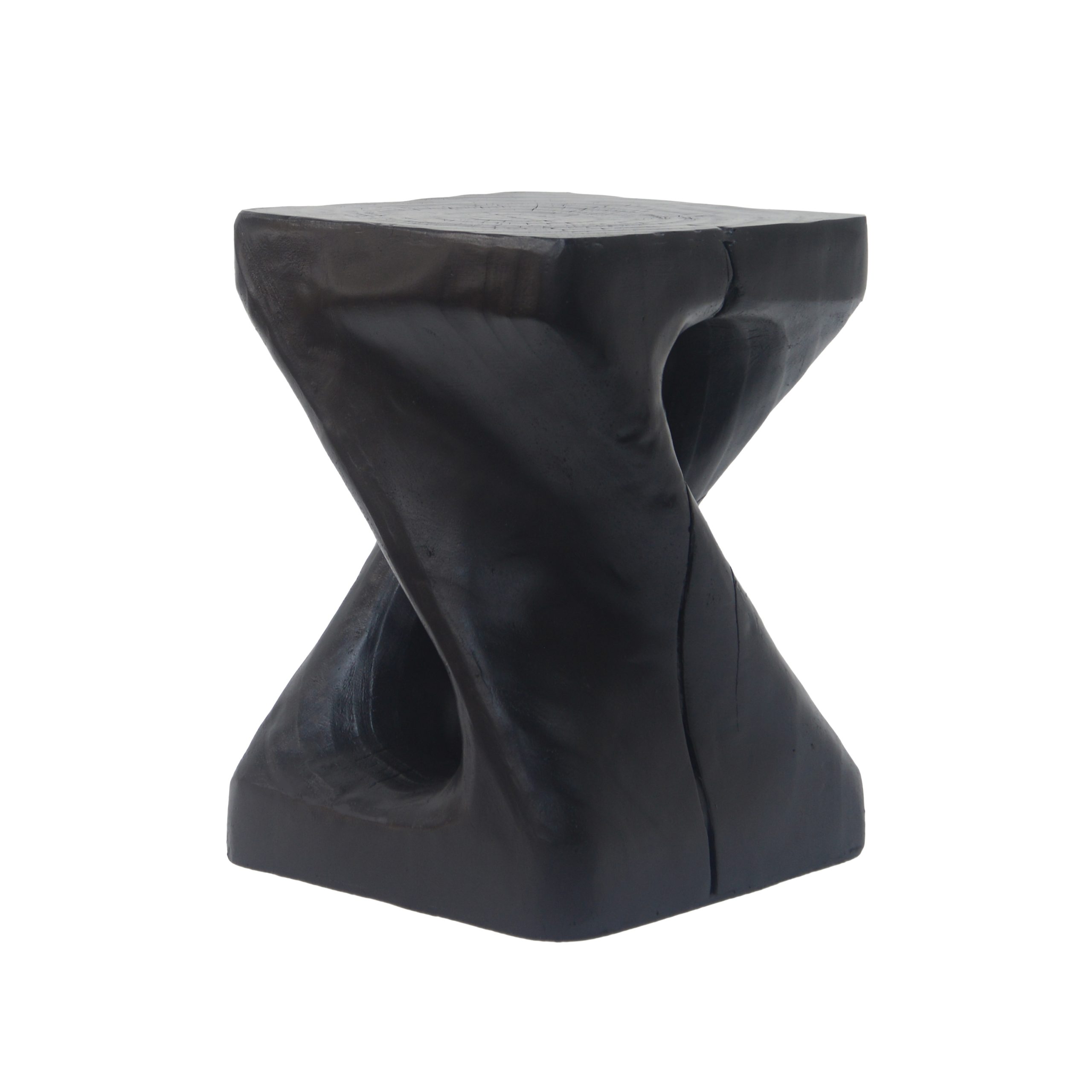 MGO Twist Shape Side Table, Wood-like texture, Black Color - Image 6
