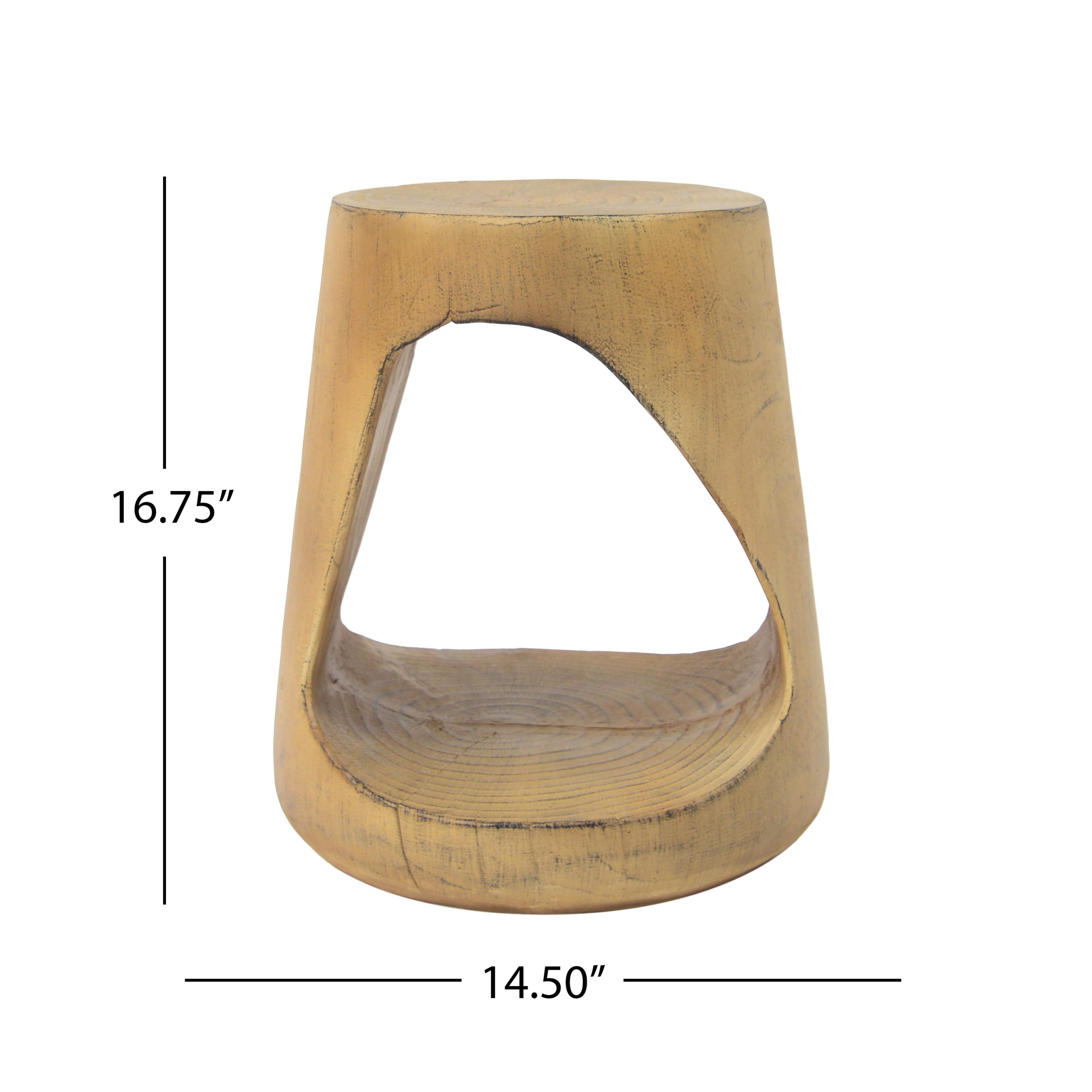 MGO Hollow Side Table, Wood-like texture, Natural Color - Image 4