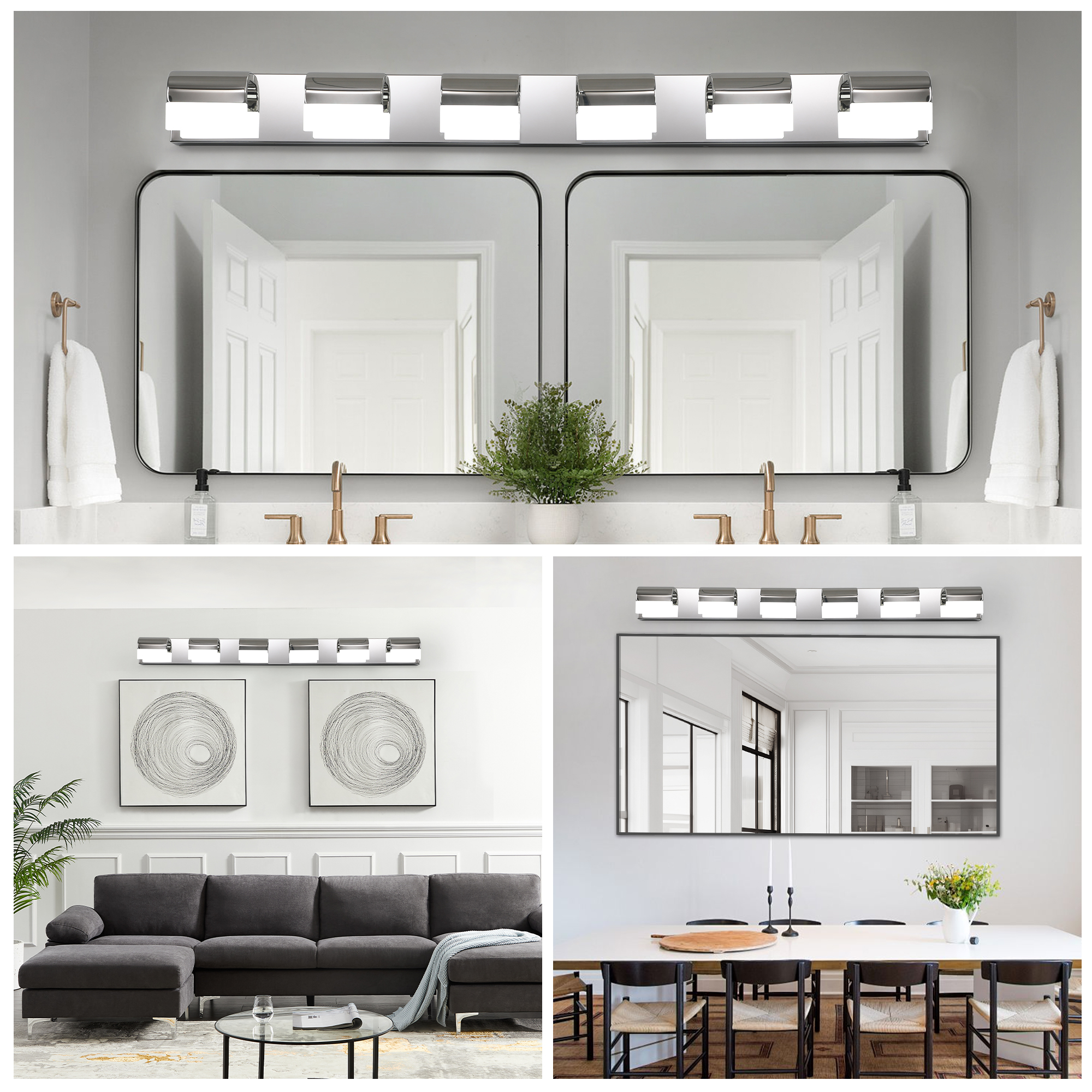 Modern Bathroom Vanity Lighting 6-Light LED Vanity Lights Over Mirror Bath Wall Lighting - Image 6