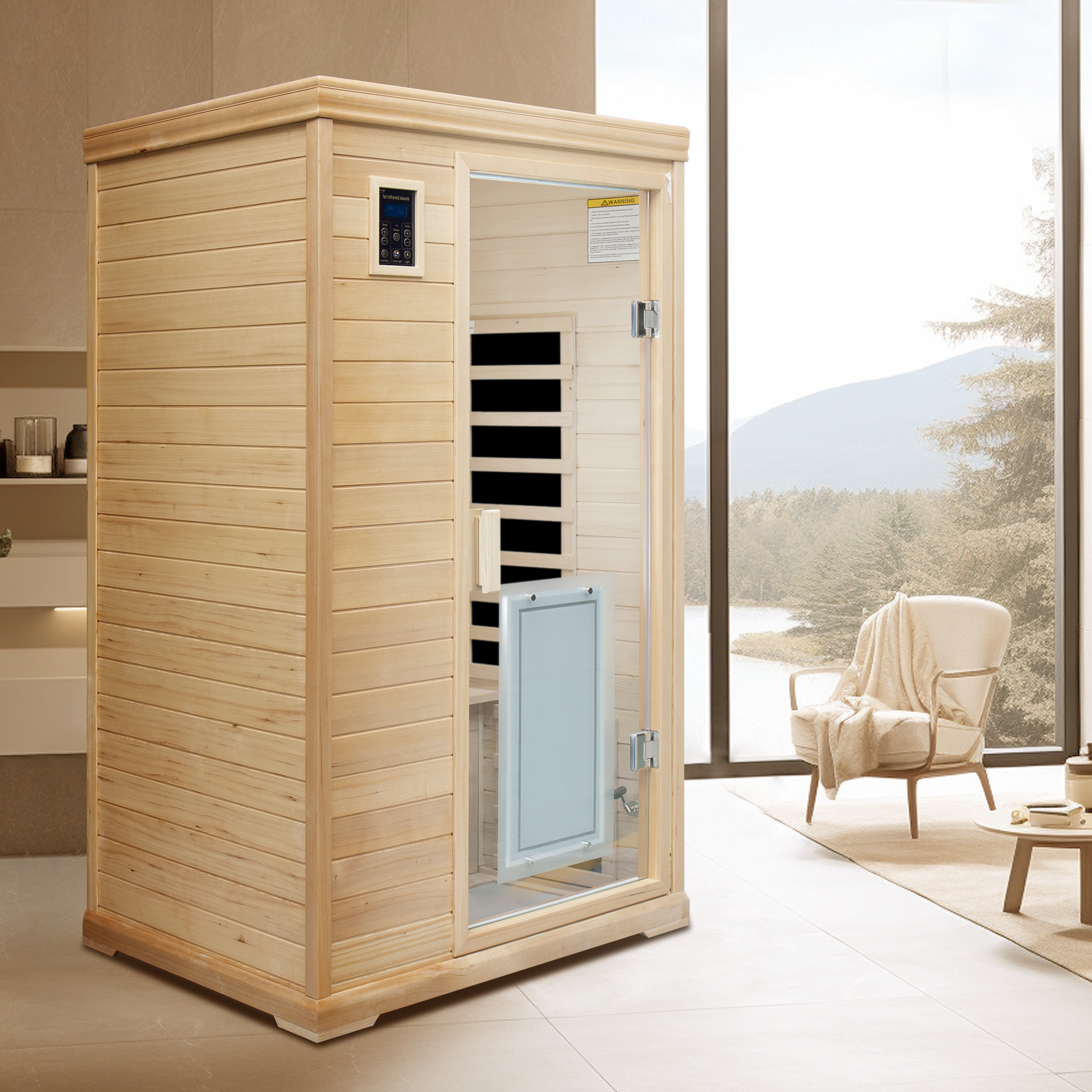 Two-person Far-infrared hemlock indoor sauna room - Image 6