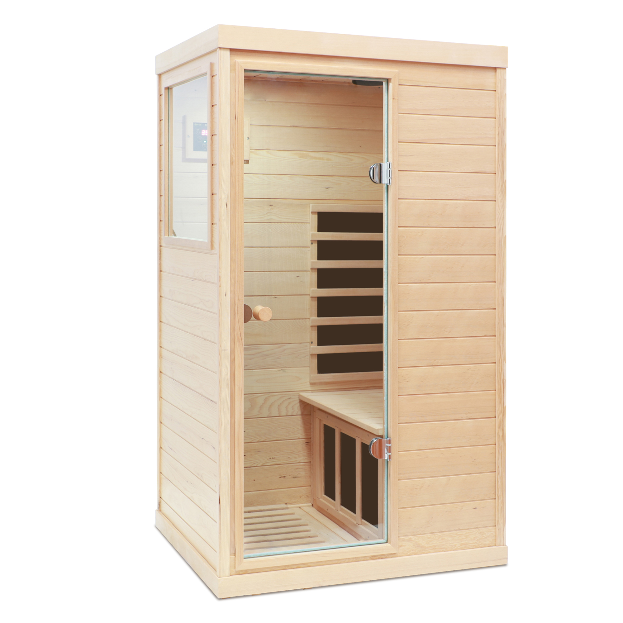 Hemlock Mini one person far infrared door on the left of the indoor sauna room - Image 2