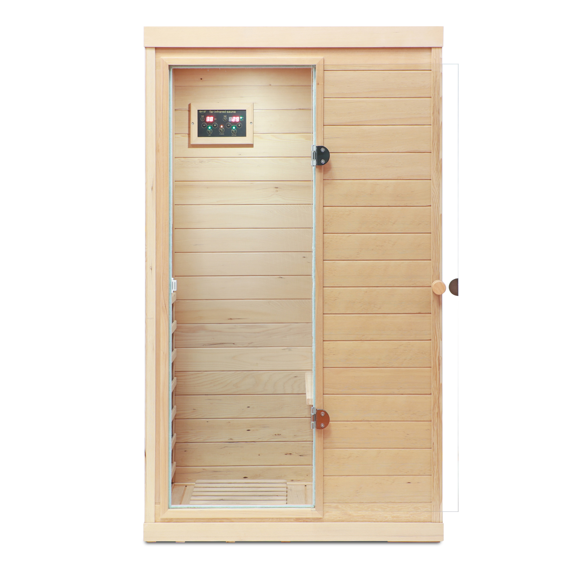 Hemlock Mini one person far infrared door on the left of the indoor sauna room - Image 3