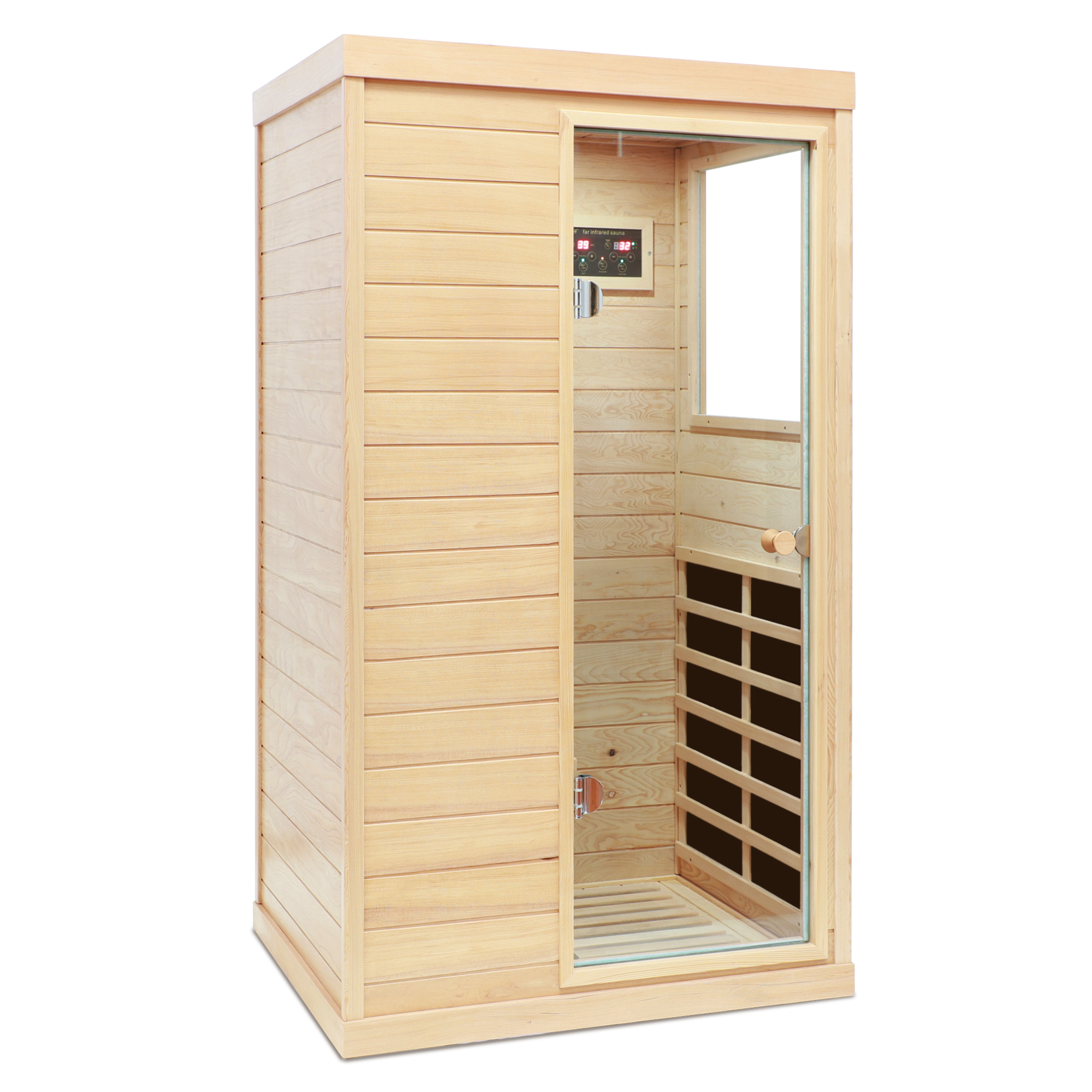 Hemlock Mini one person far infrared door on the Right of the indoor sauna room - Image 2