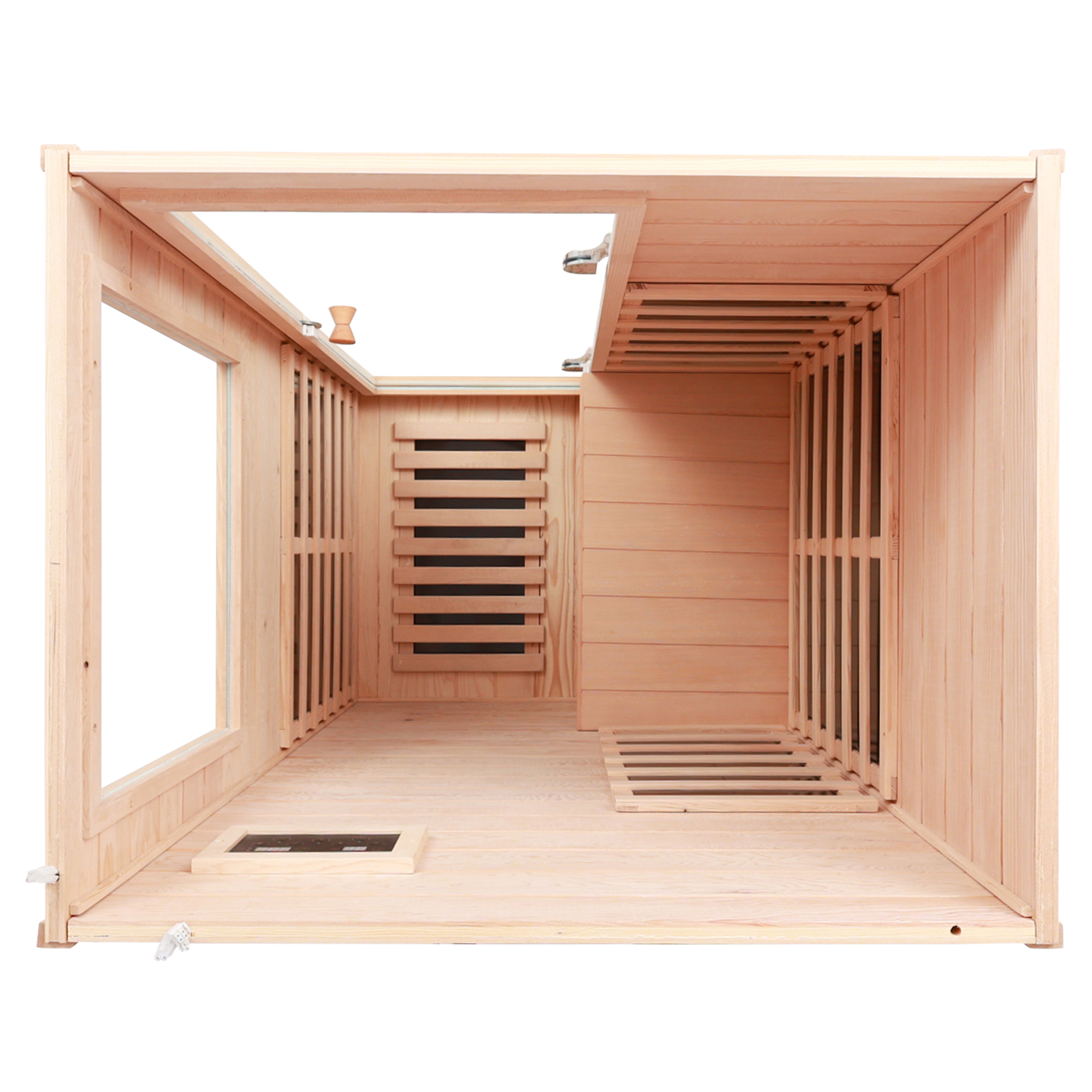 Hemlock Mini one person far infrared door on the Right of the indoor sauna room - Image 4