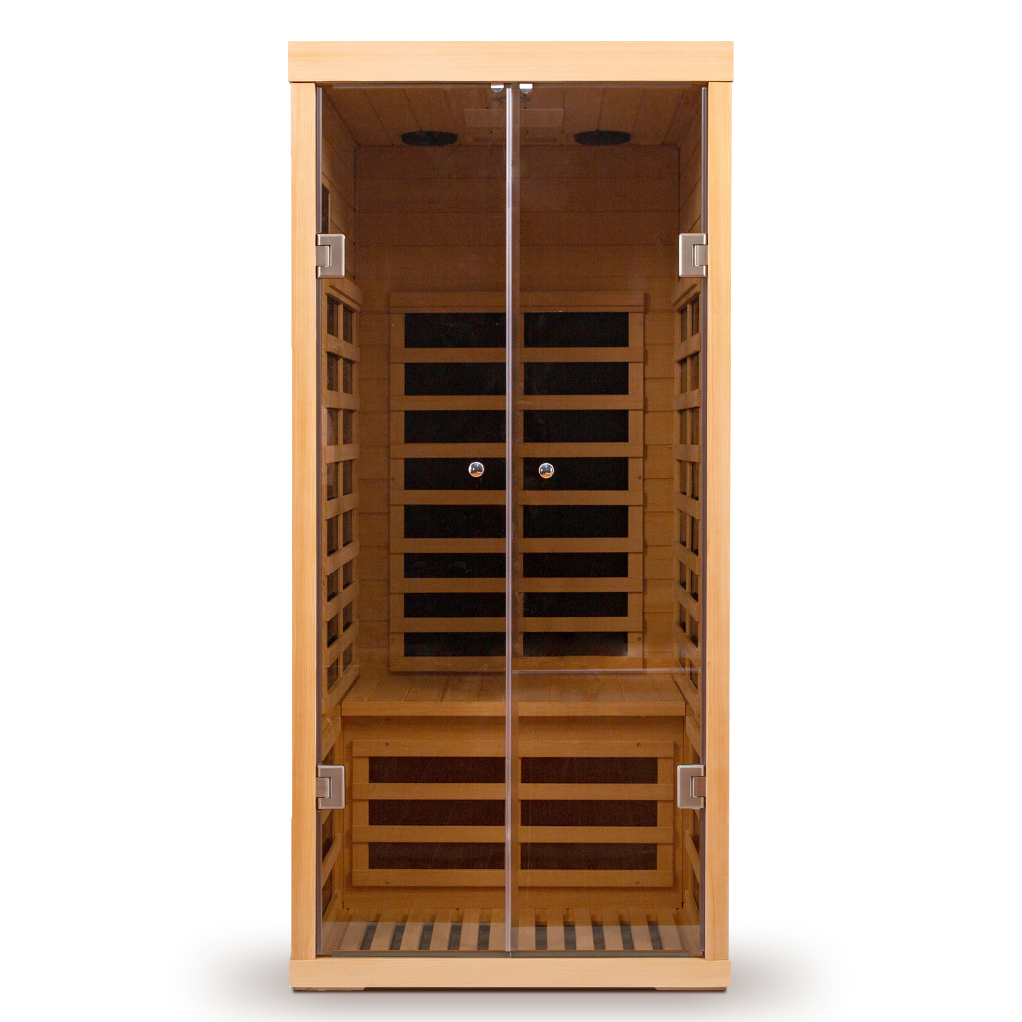 Low EMF One person wide space hemlock double doors great glass luxury indoor Far infrared sauna room - Image 3