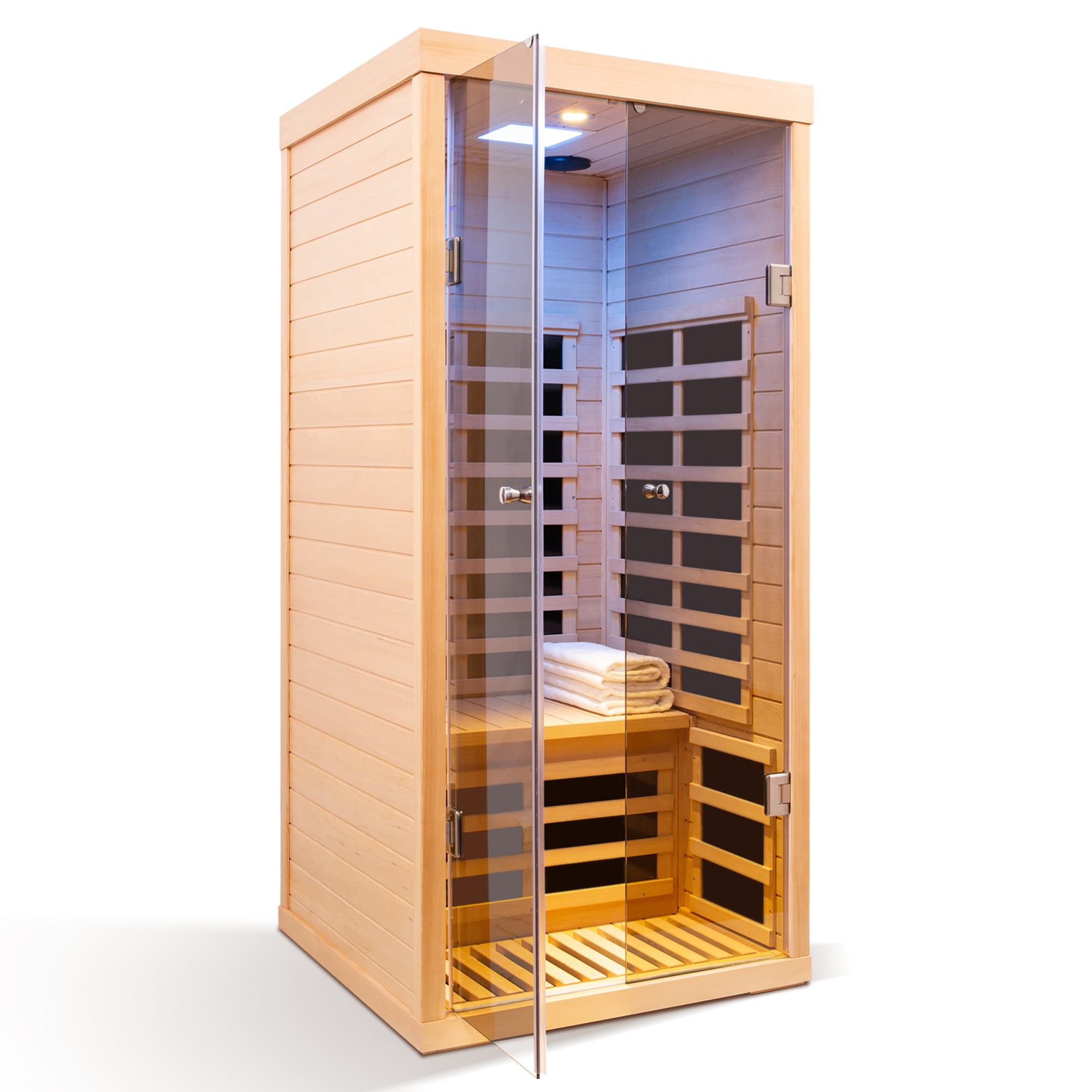 Low EMF One person wide space hemlock double doors great glass luxury indoor Far infrared sauna room - Image 2