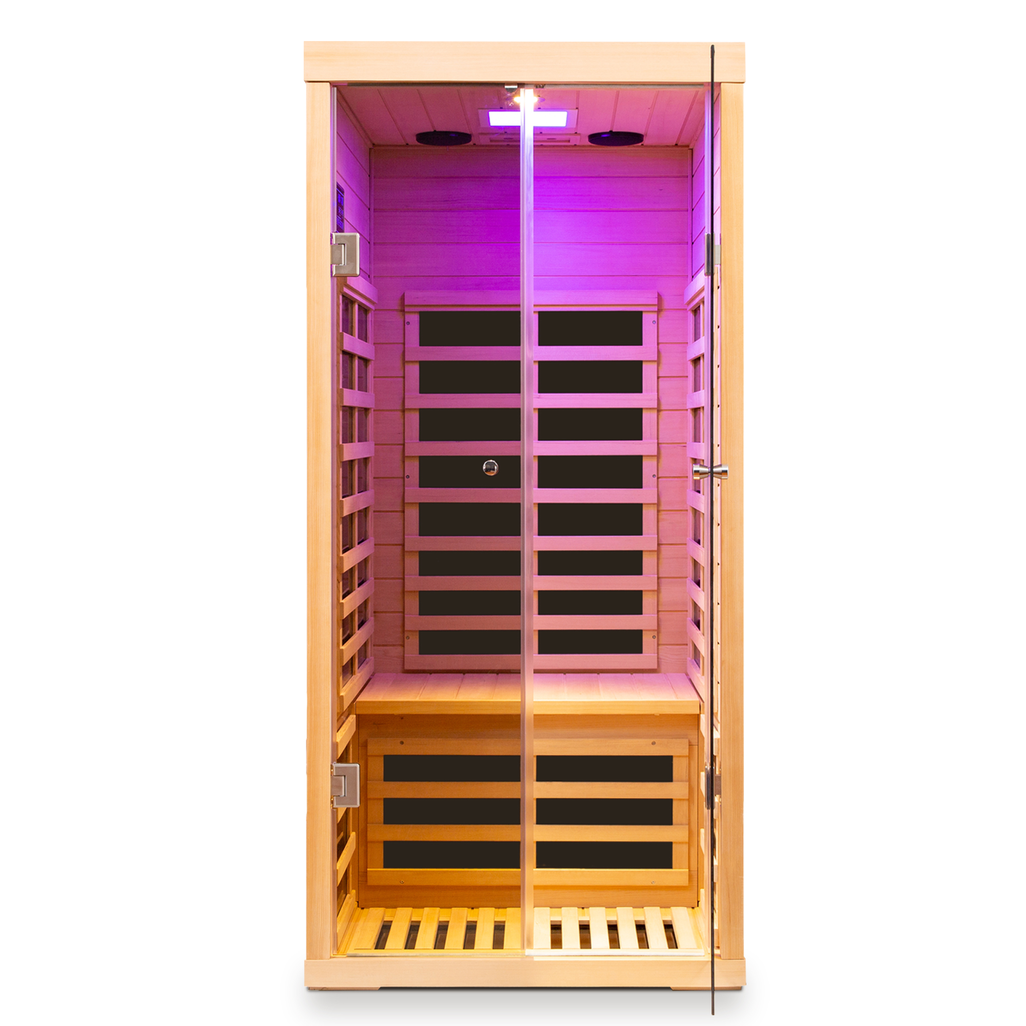 Low EMF One person wide space hemlock double doors great glass luxury indoor Far infrared sauna room - Image 4