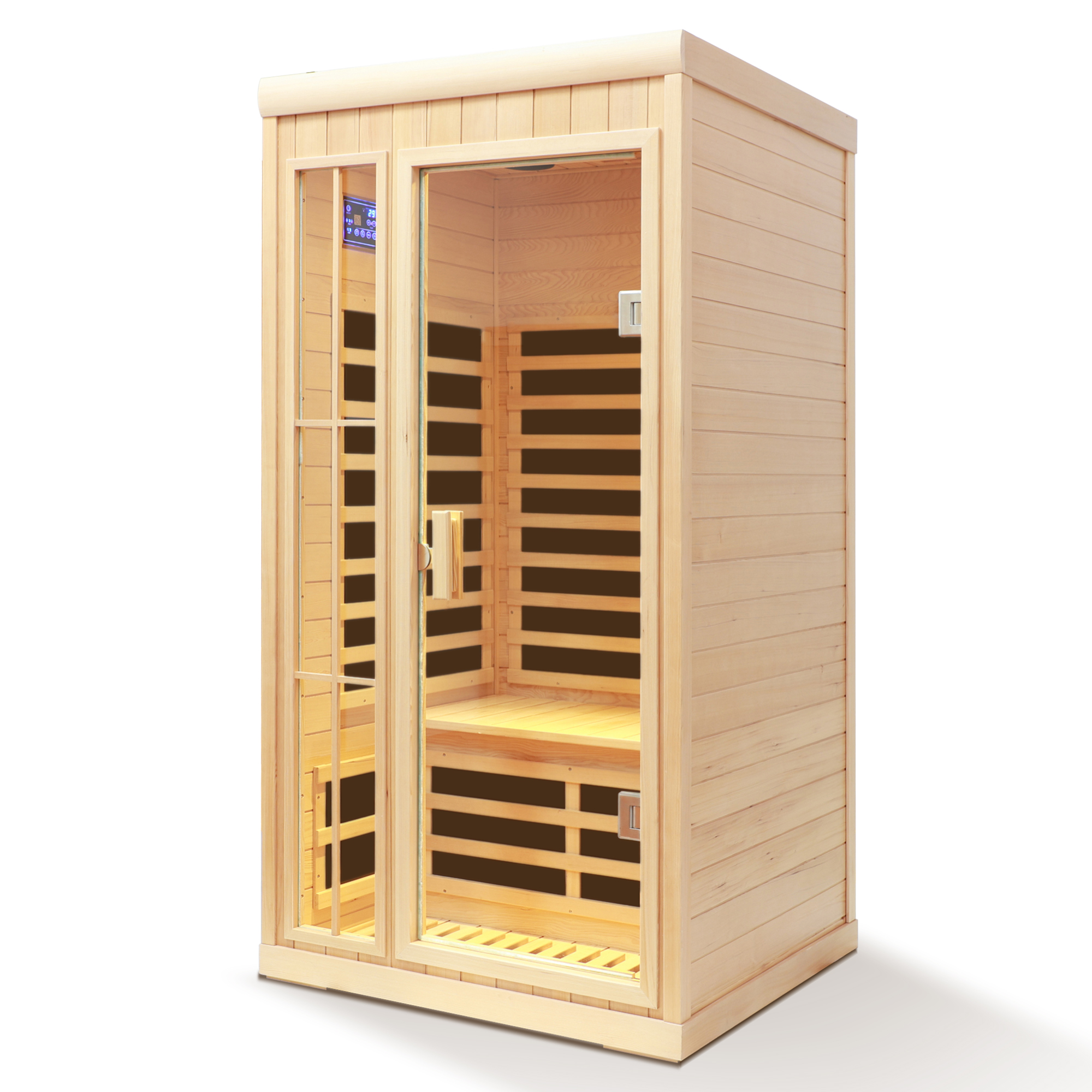 Deluxe version Plus One person Far infrared Hemlock Sauna room with LED colour lights - Image 5