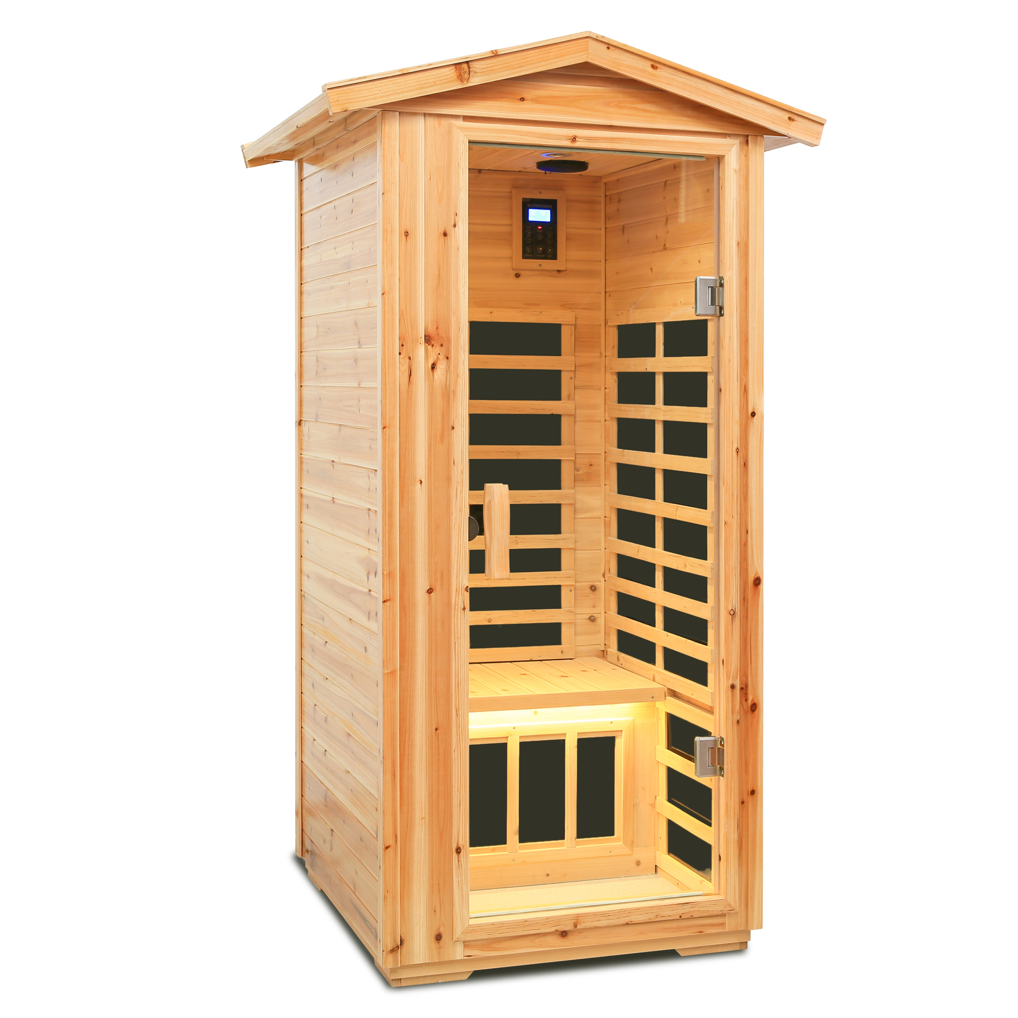 One person Far infrared old fir outdoor sauna room - Image 2