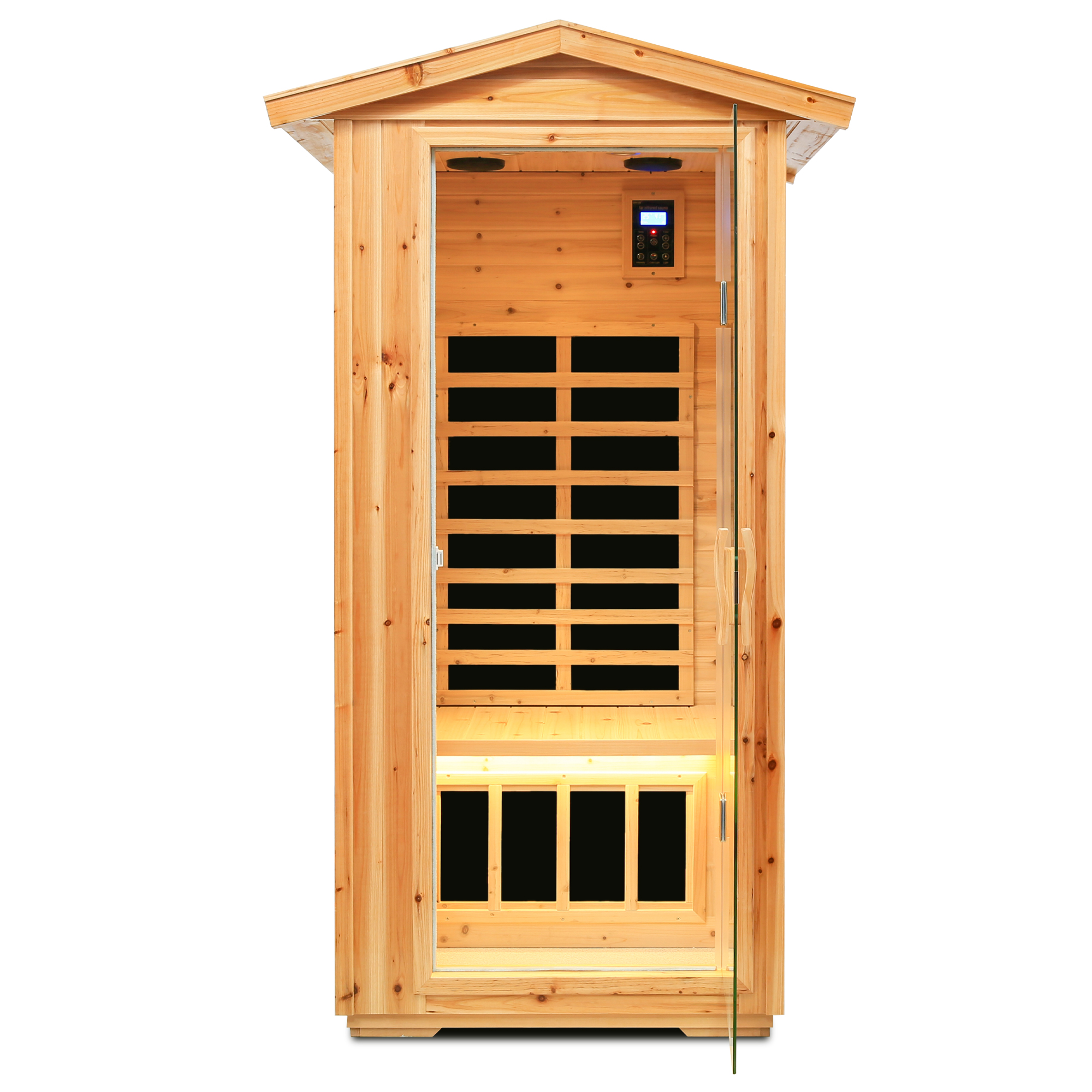 One person Far infrared old fir outdoor sauna room - Image 3