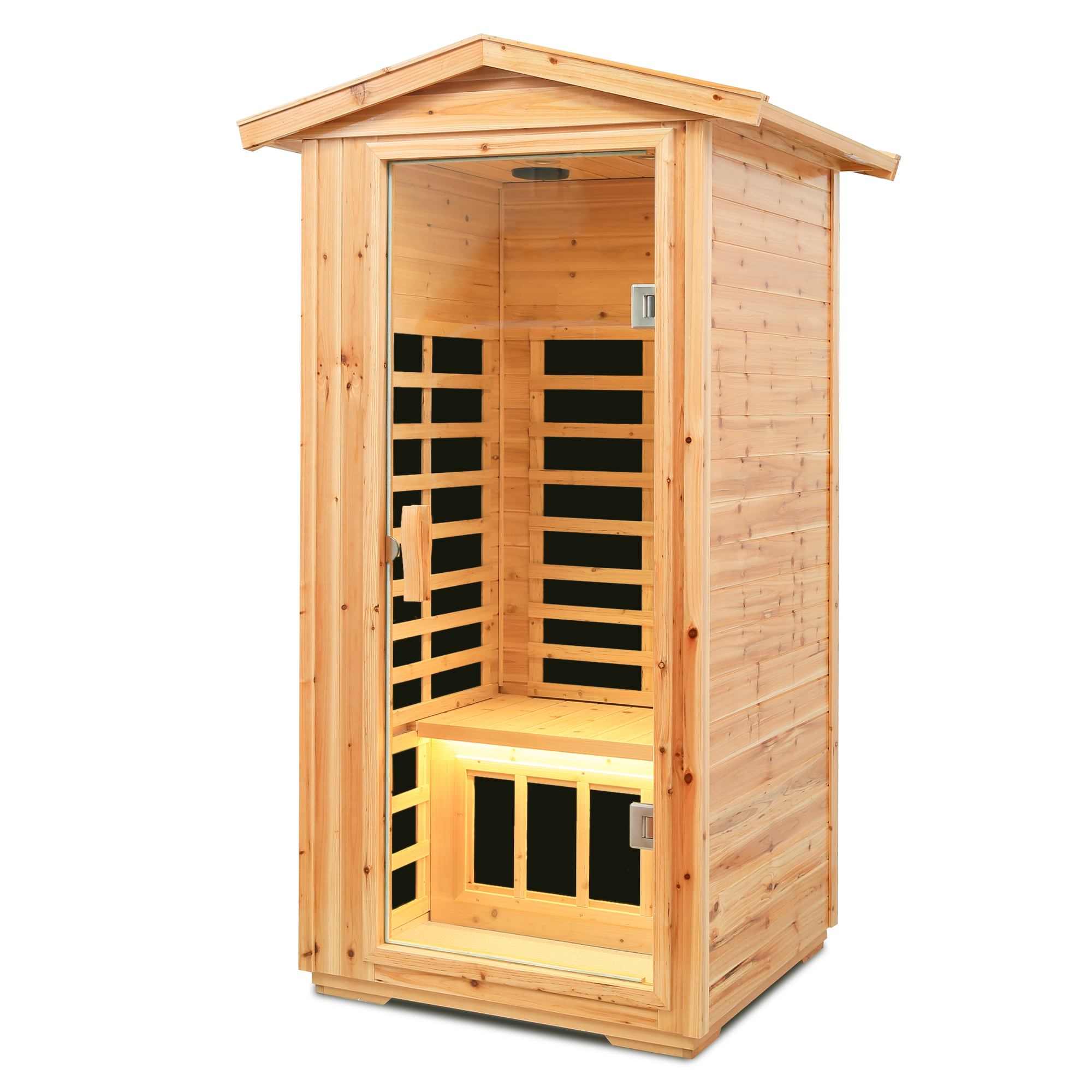 One person Far infrared old fir outdoor sauna room - Image 4