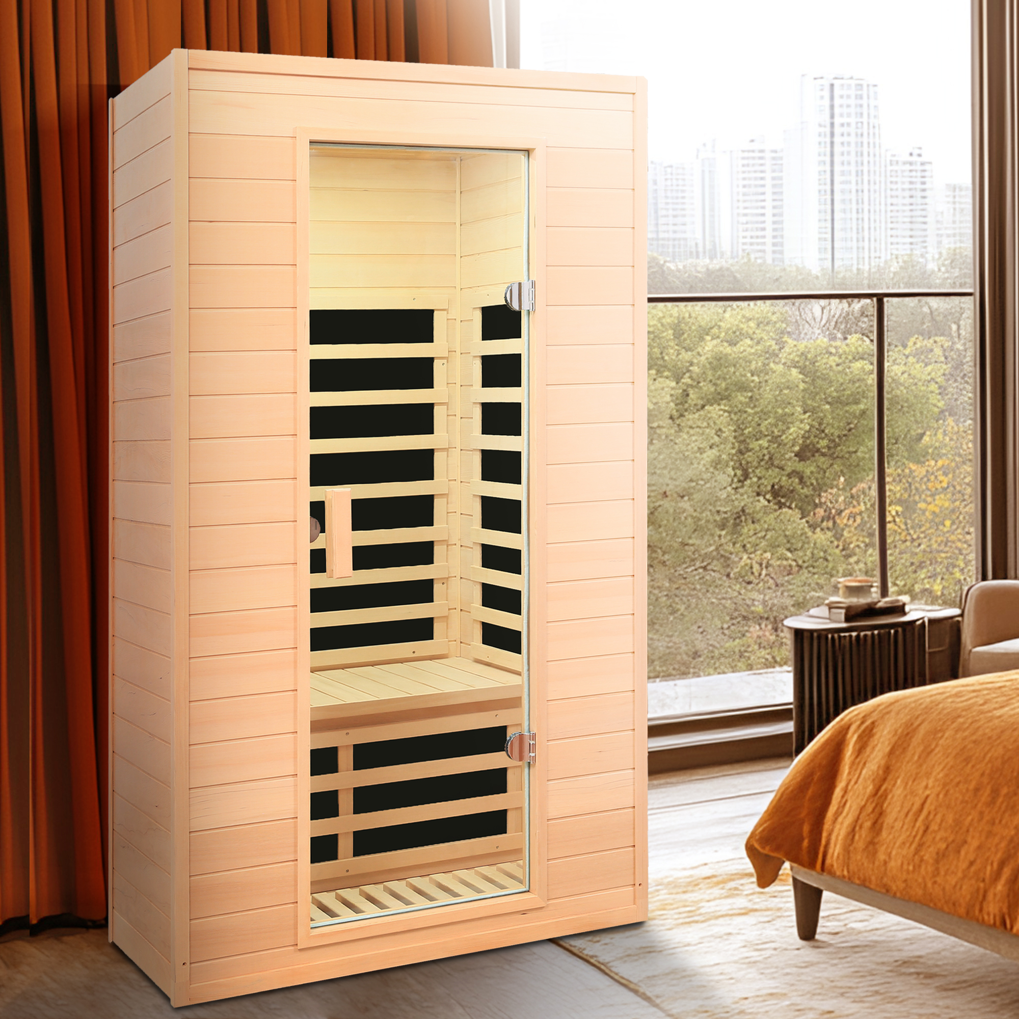 Hemlock Two-person far infrared roof embedded indoor sauna room - Image 6