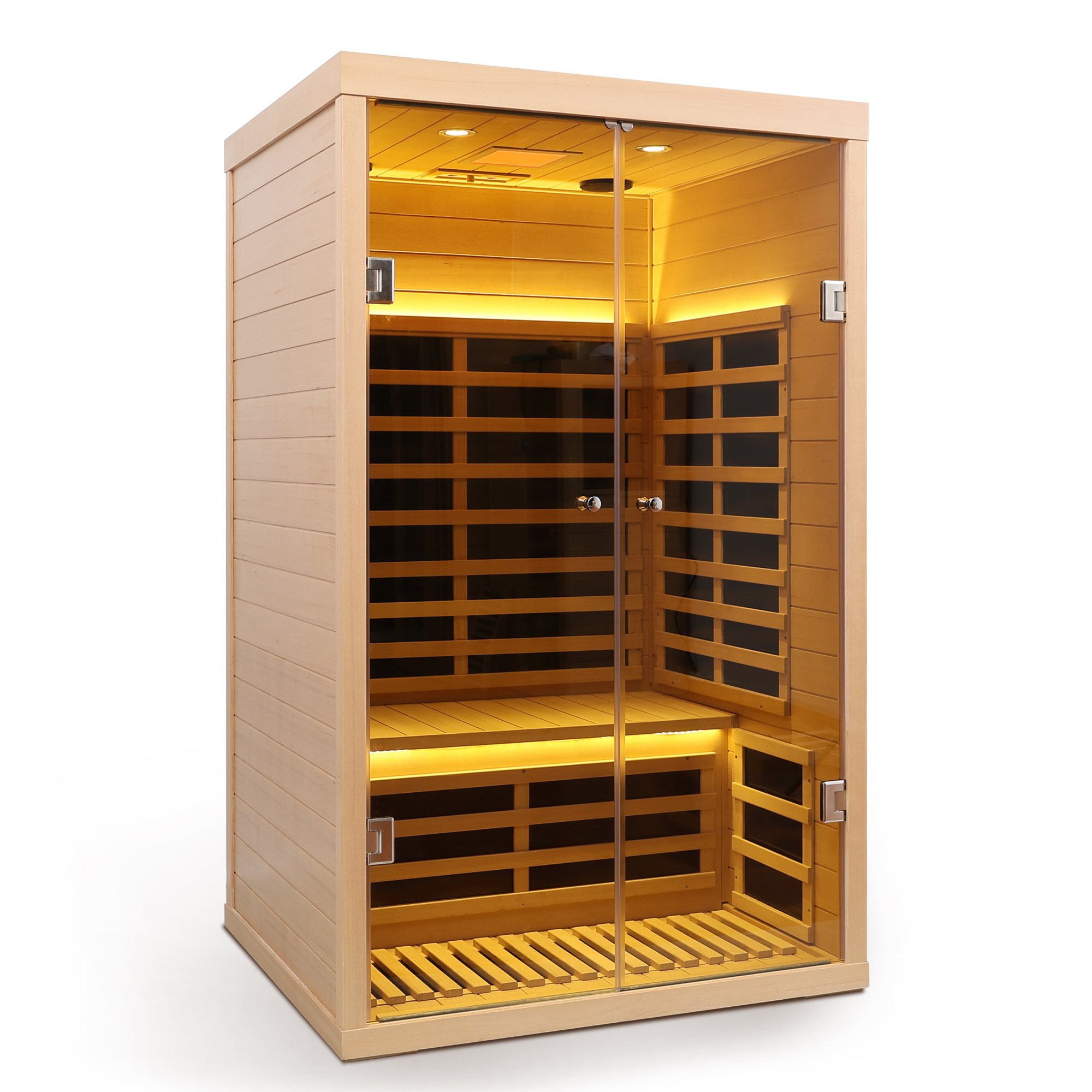Low EMF Two person wide space hemlock double doors great glass luxury indoor Far infrared sauna room - Image 2