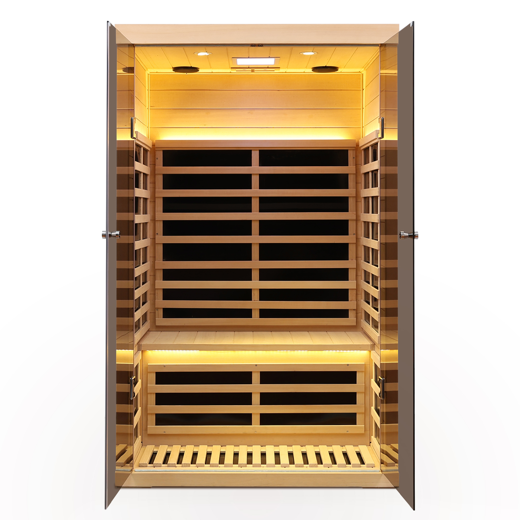 Low EMF Two person wide space hemlock double doors great glass luxury indoor Far infrared sauna room - Image 4