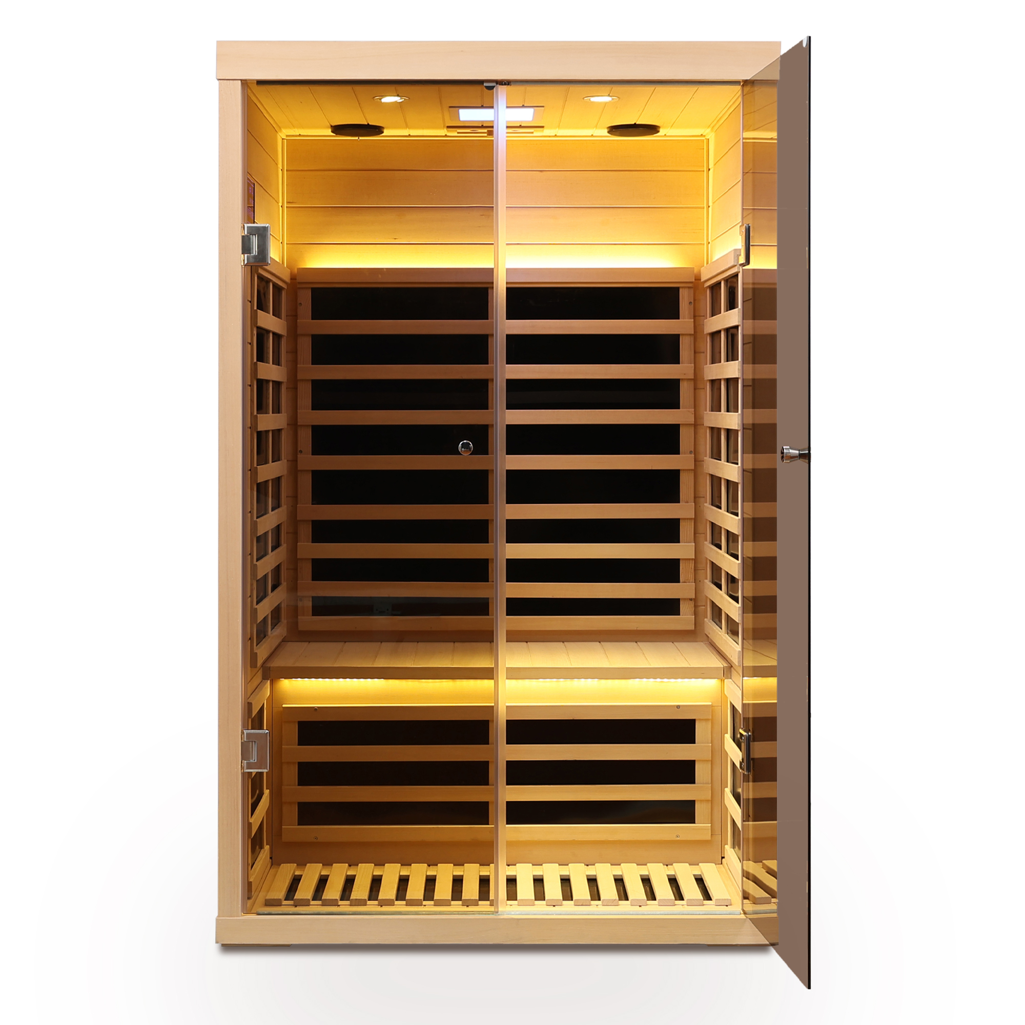 Low EMF Two person wide space hemlock double doors great glass luxury indoor Far infrared sauna room - Image 3