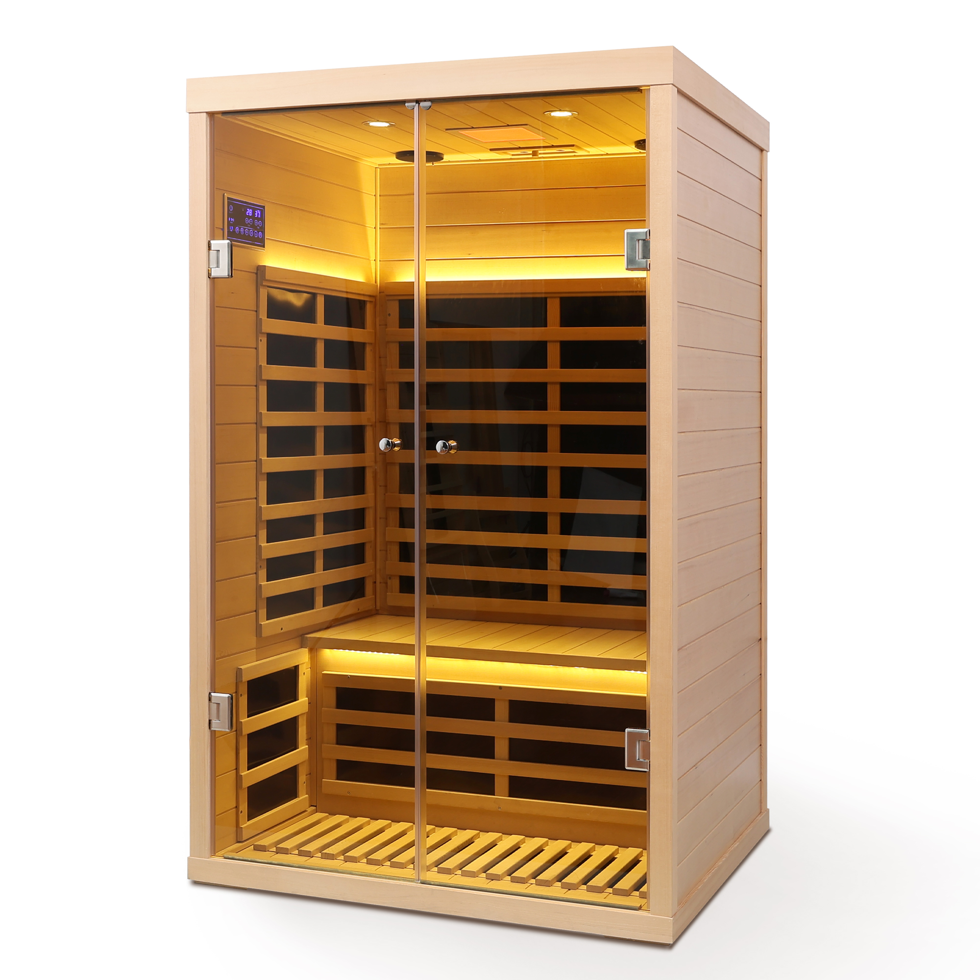 Low EMF Two person wide space hemlock double doors great glass luxury indoor Far infrared sauna room - Image 5